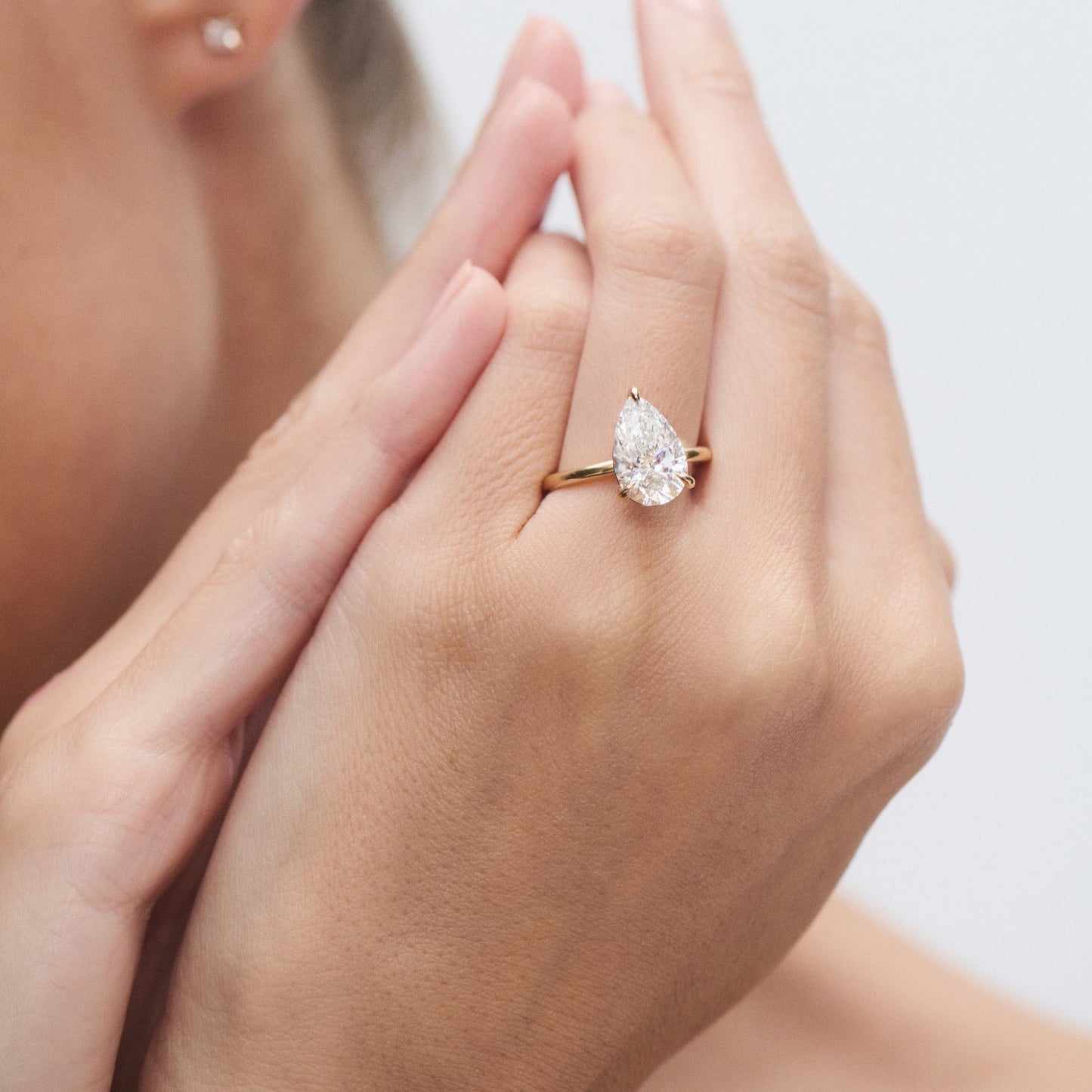 Solitaire-Pear Lab Grown Diamond Engagement Ring - Detail view