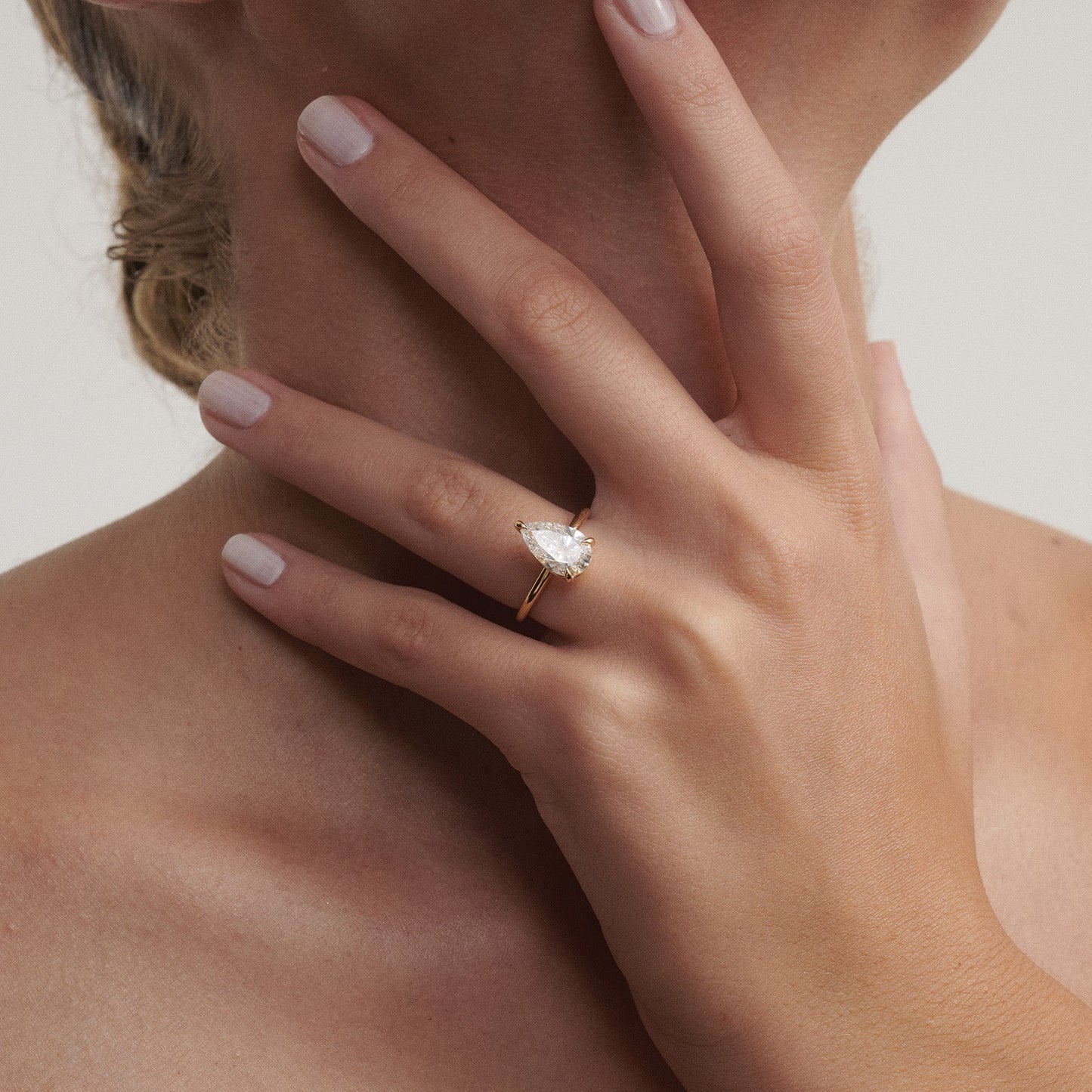 Solitaire-Pear Lab Grown Diamond Engagement Ring - Front view