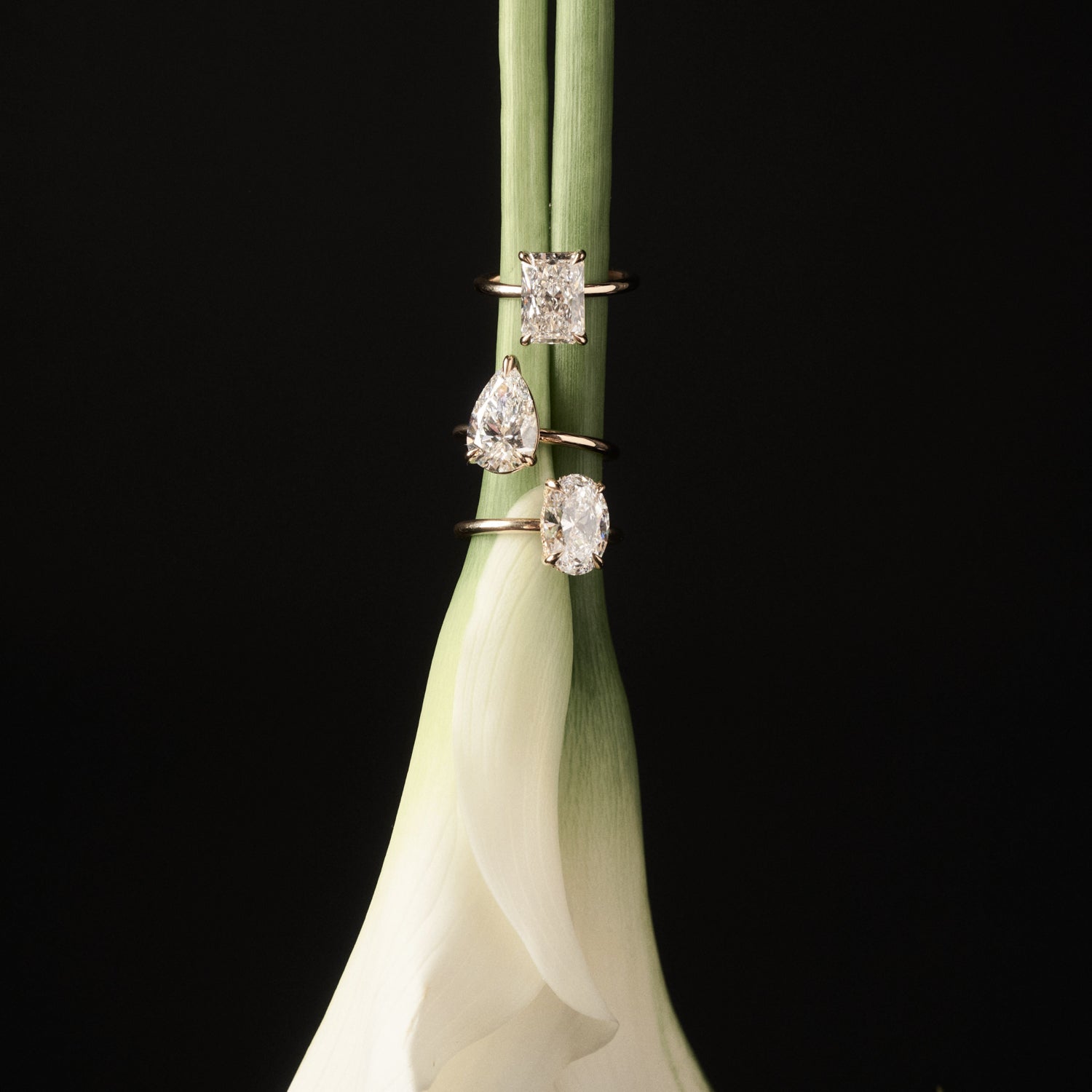 Solitaire-Pear Lab Grown Diamond Engagement Ring - Side view