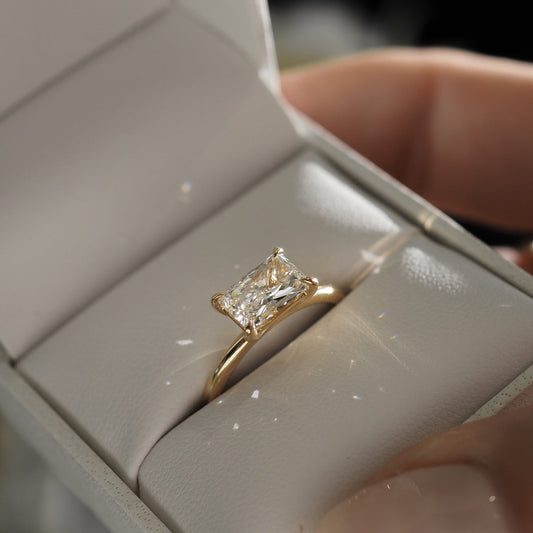 Solitaire-Radiant East West Lab Grown Diamond Engagement Ring - Front view
