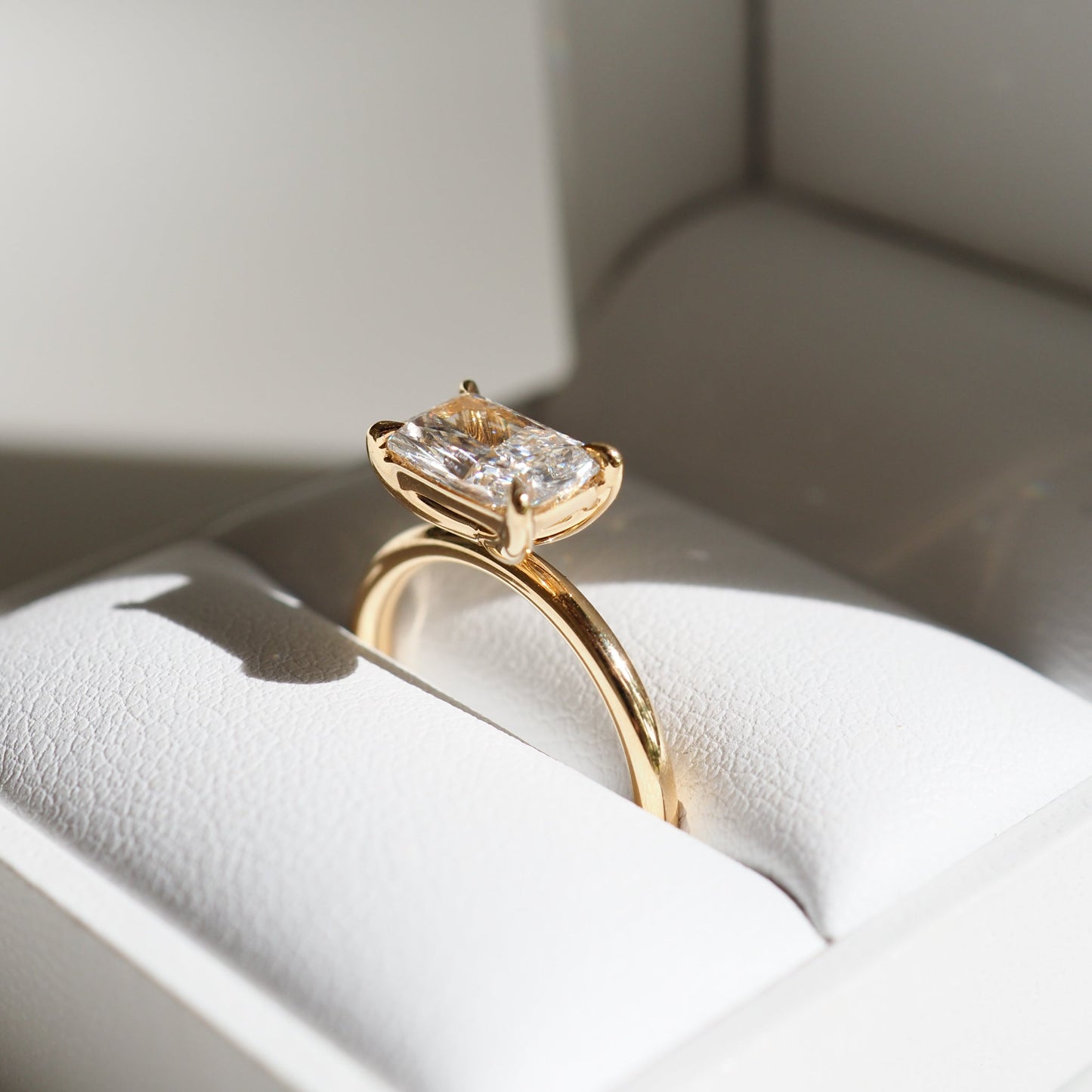 Solitaire-Radiant East West Lab Grown Diamond Engagement Ring - Front view