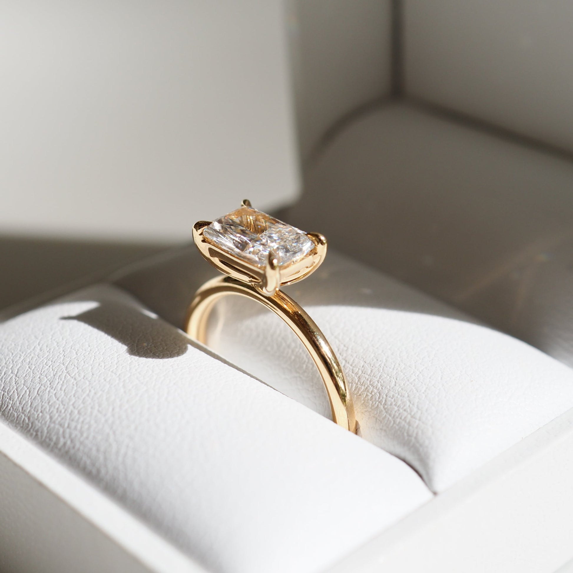 Solitaire-Radiant East West Lab Grown Diamond Engagement Ring - Front view