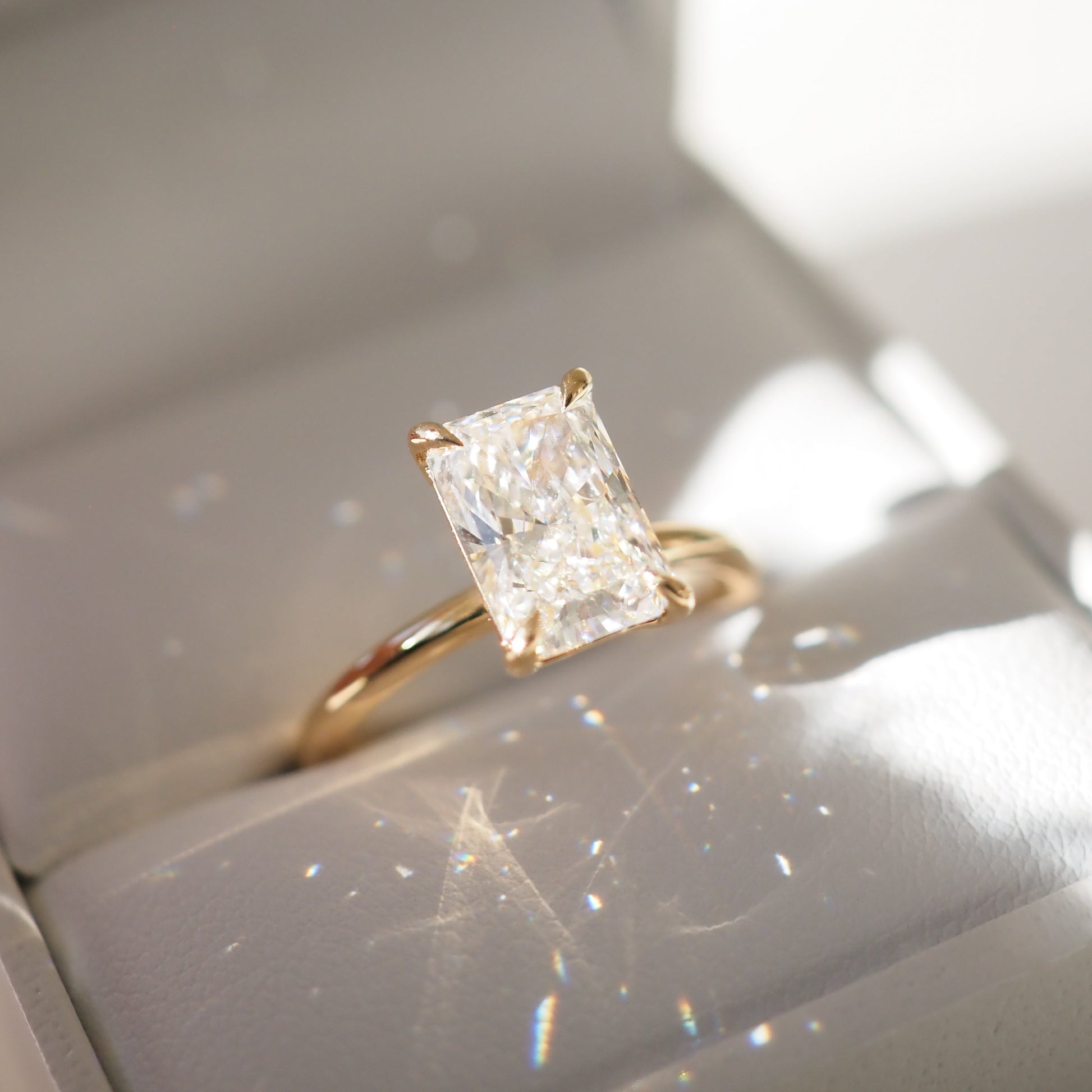 Solitaire-Radiant Lab Grown Diamond Engagement Ring - Front view