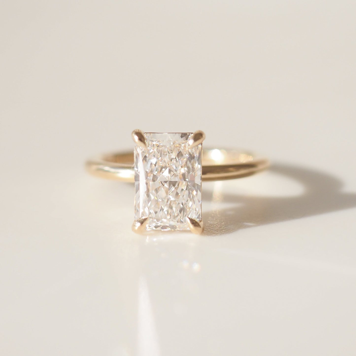 Solitaire-Radiant Lab Grown Diamond Engagement Ring - Front view