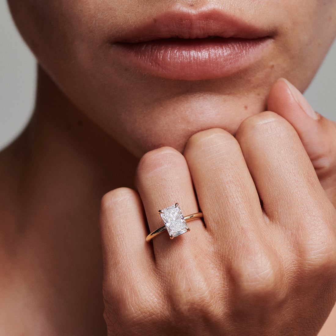 Solitaire-Radiant Lab Grown Diamond Engagement Ring - Back view