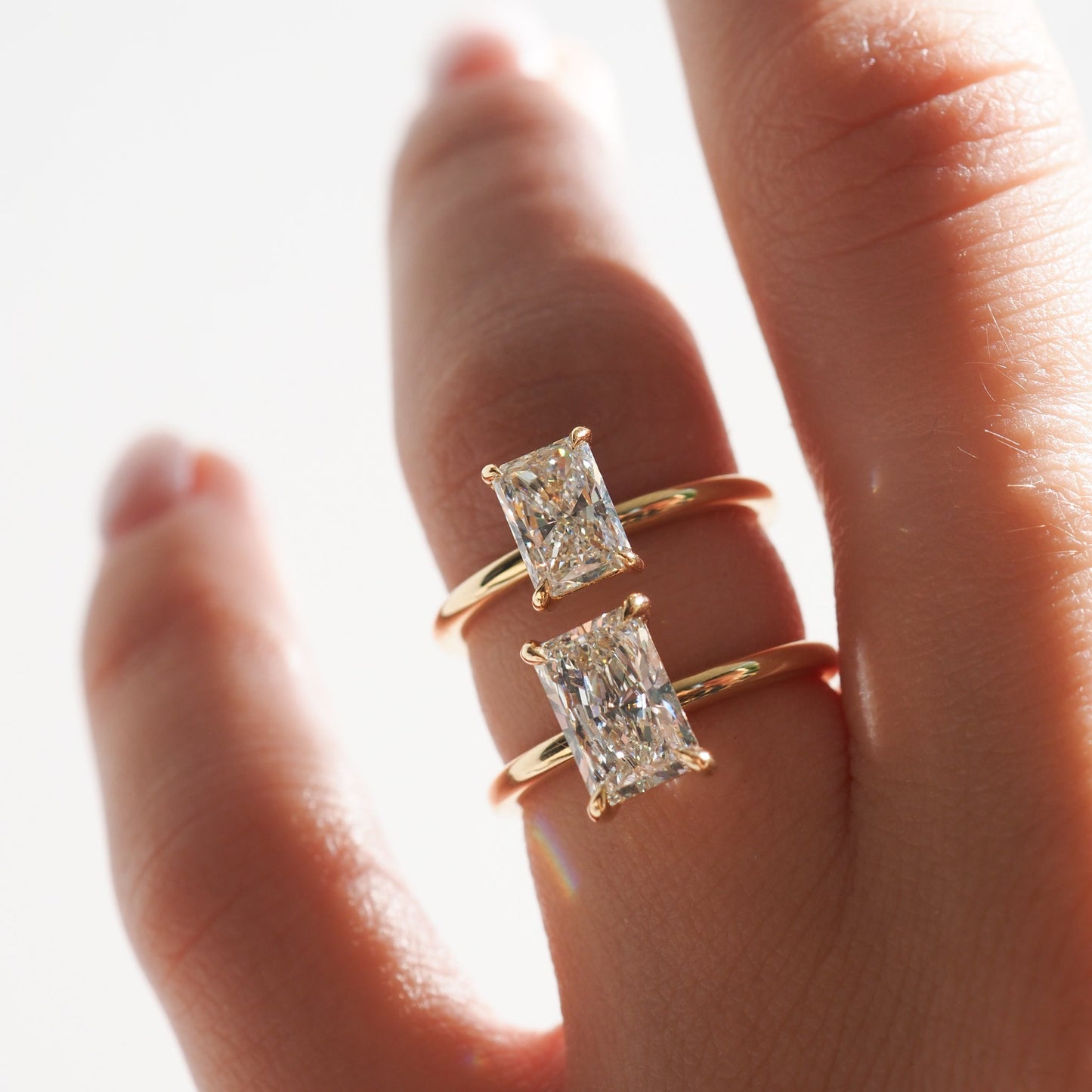 Solitaire-Radiant Lab Grown Diamond Engagement Ring - Front view