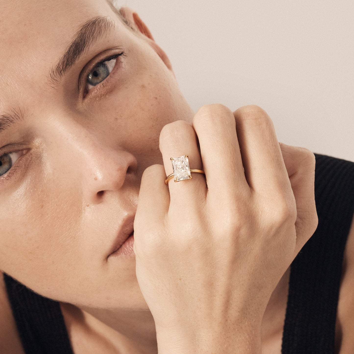 Solitaire-Radiant Lab Grown Diamond Engagement Ring - Side view