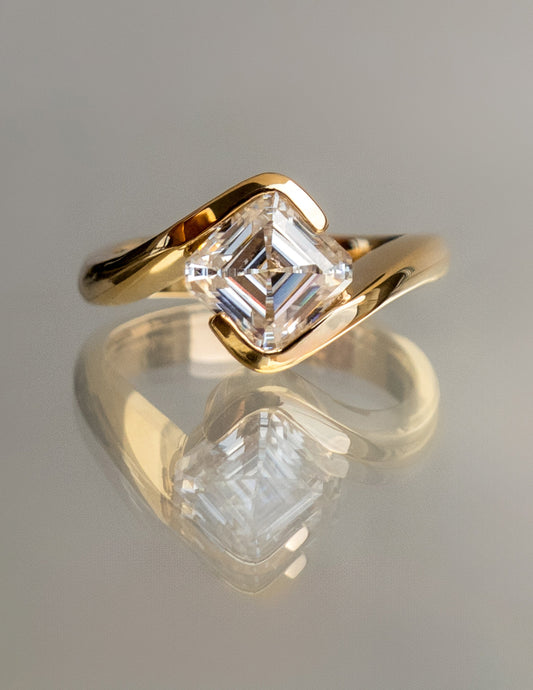 Solitaire Rapture-Asscher Lab Grown Diamond Engagement Ring - Front view
