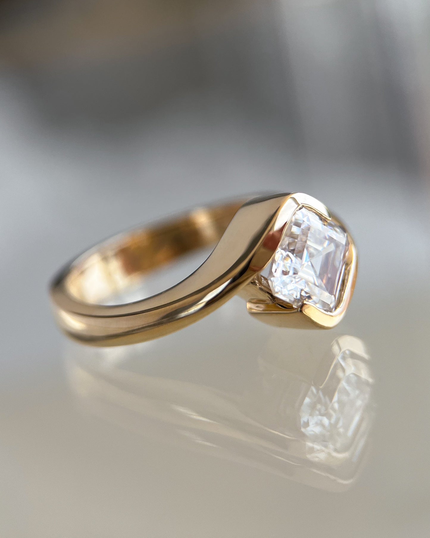 Solitaire Rapture-Asscher Lab Grown Diamond Engagement Ring - Front view