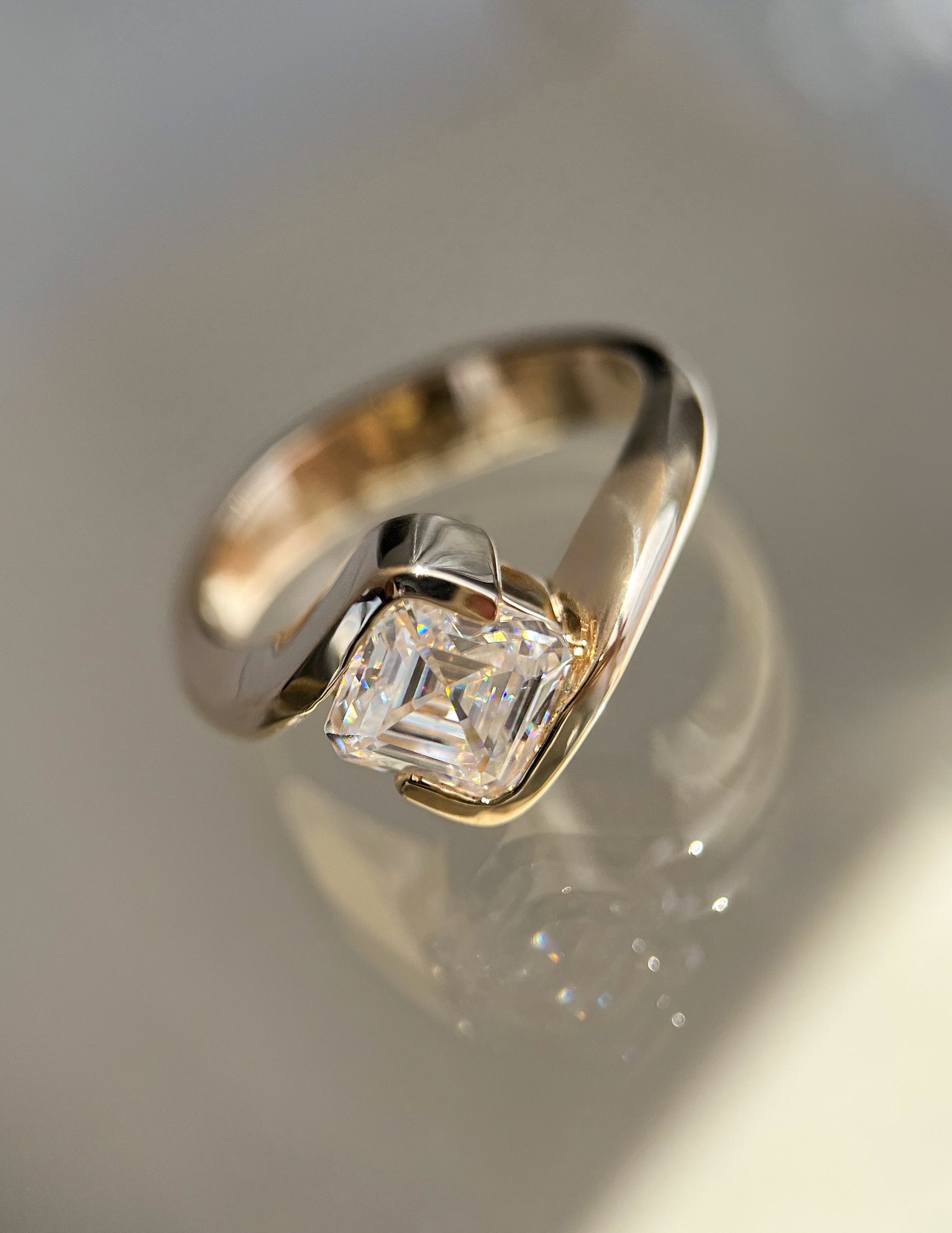 Solitaire Rapture-Asscher Lab Grown Diamond Engagement Ring - Side view