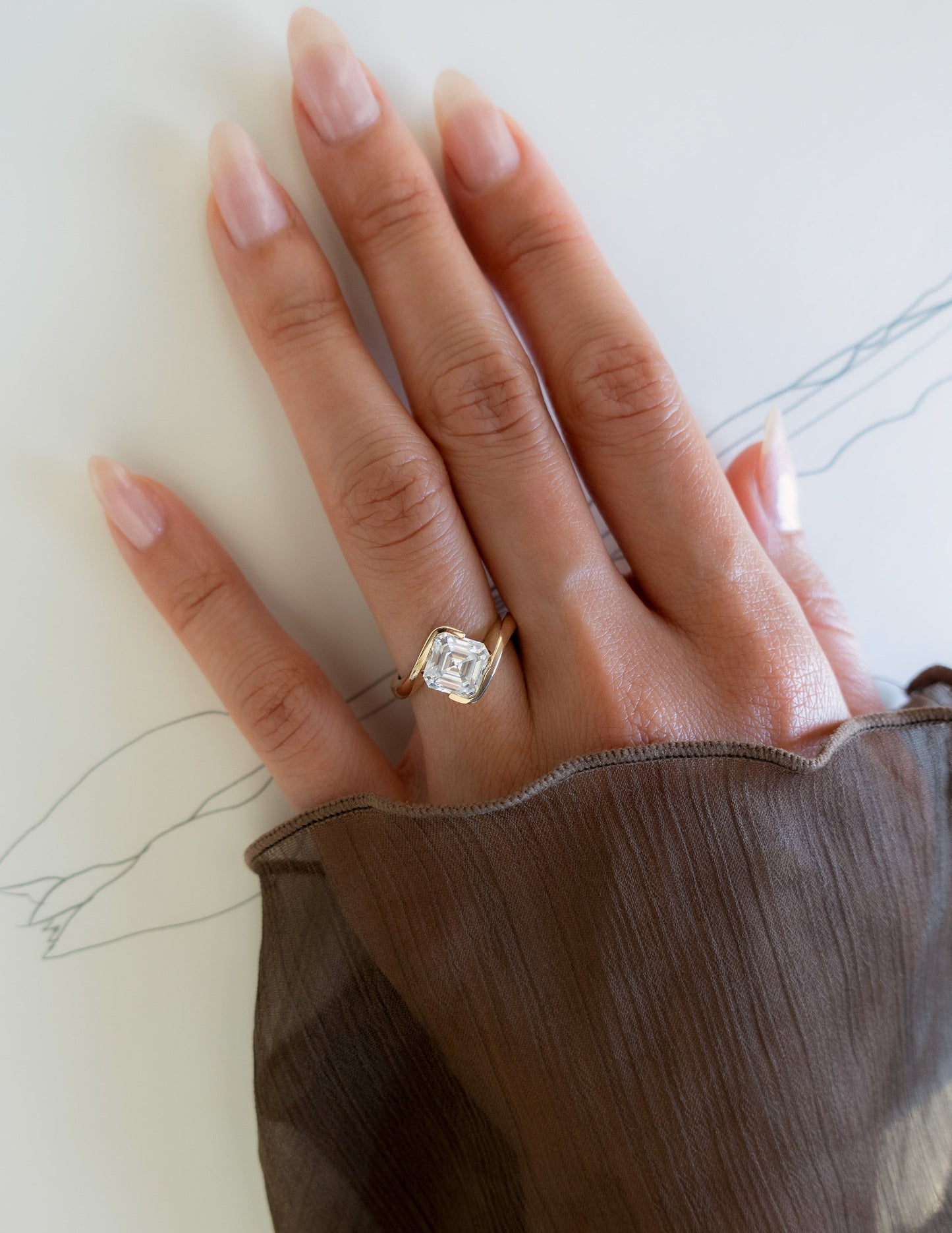 Solitaire Rapture-Asscher Lab Grown Diamond Engagement Ring - Lifestyle