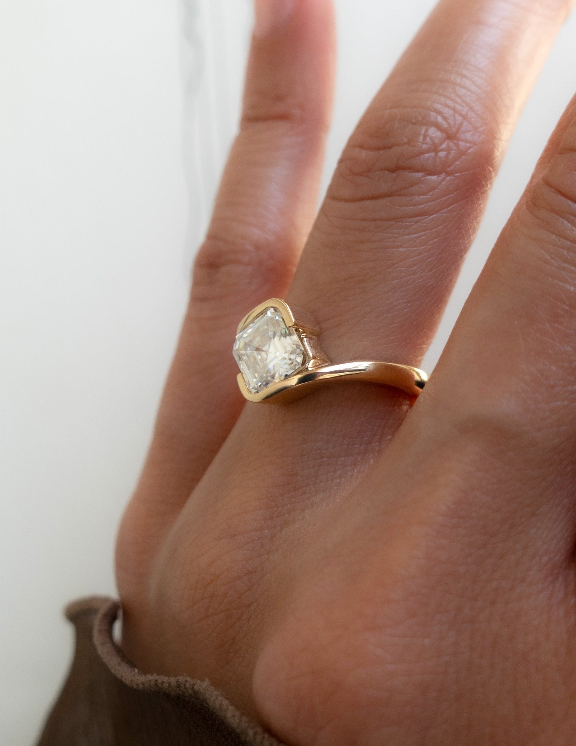 Solitaire Rapture-Asscher Lab Grown Diamond Engagement Ring - Front view