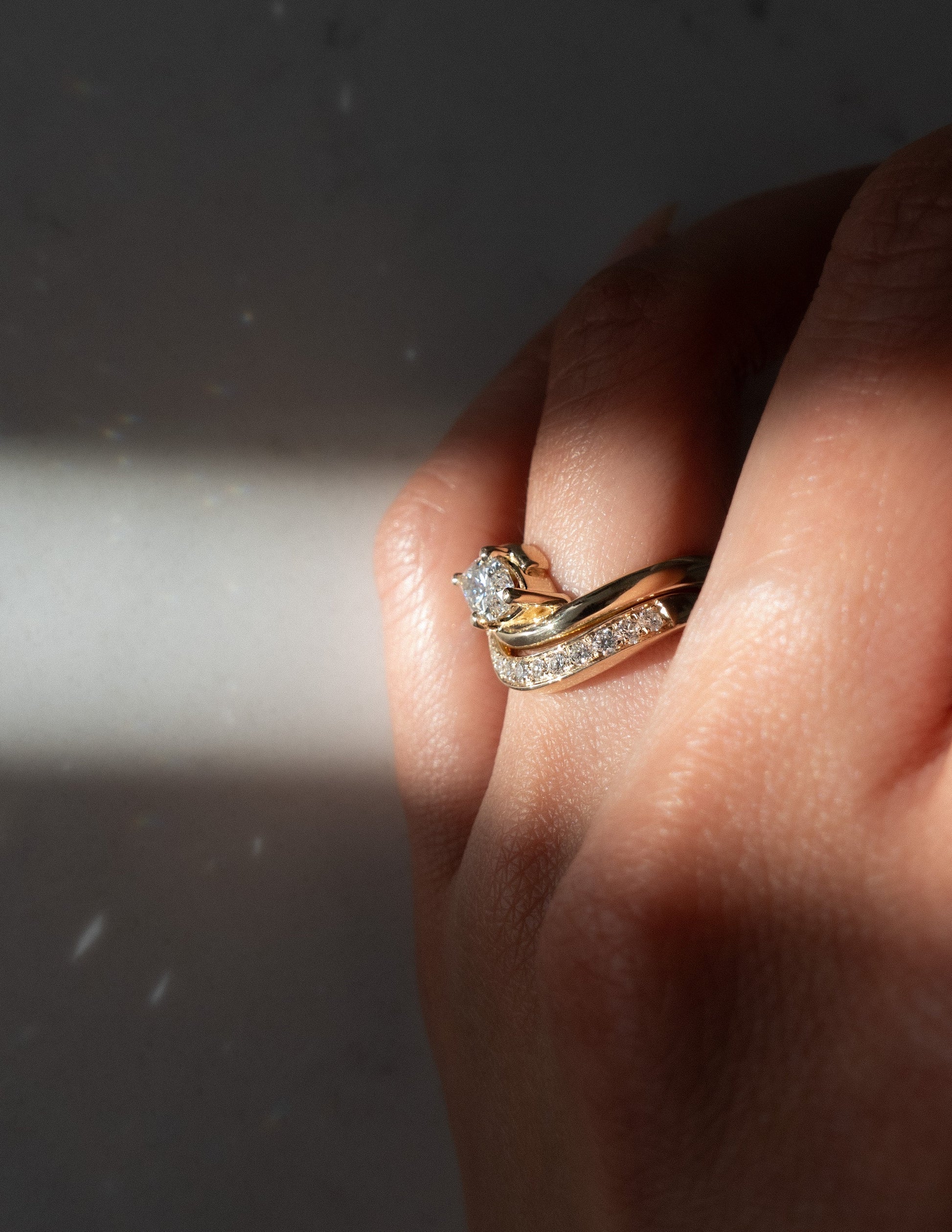 Solitaire Rapture Compass Prong & Pave Band- 1.5 CT Marquise Lab Grown Diamond Bridal SetSolitaire Rapture Compass Prong & Pave Band- 1.5 CT Marquise Lab Grown Diamond Bridal Set - Back view