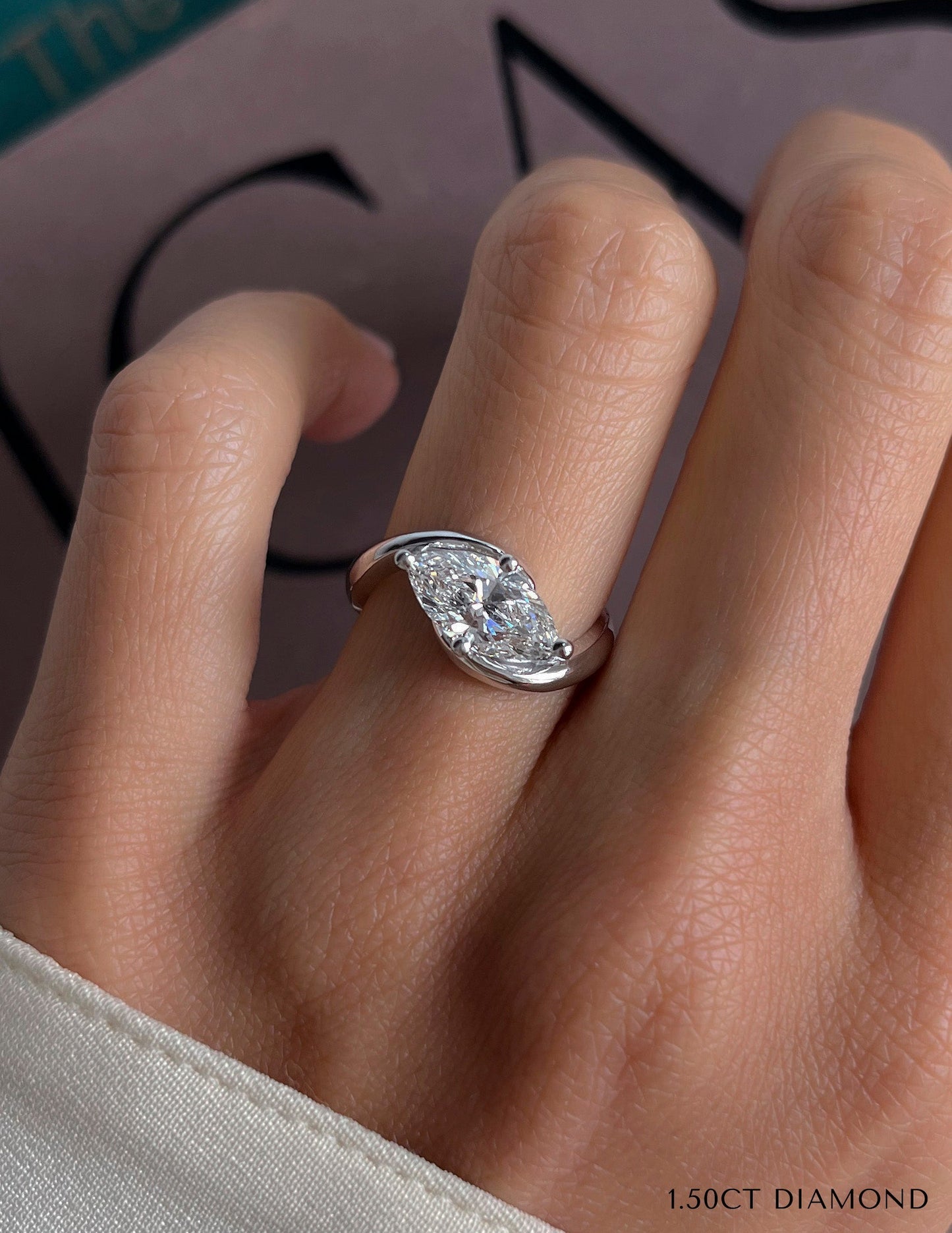 Solitaire Rapture-Marquise Lab Grown Diamond Engagement Ring - Detail view