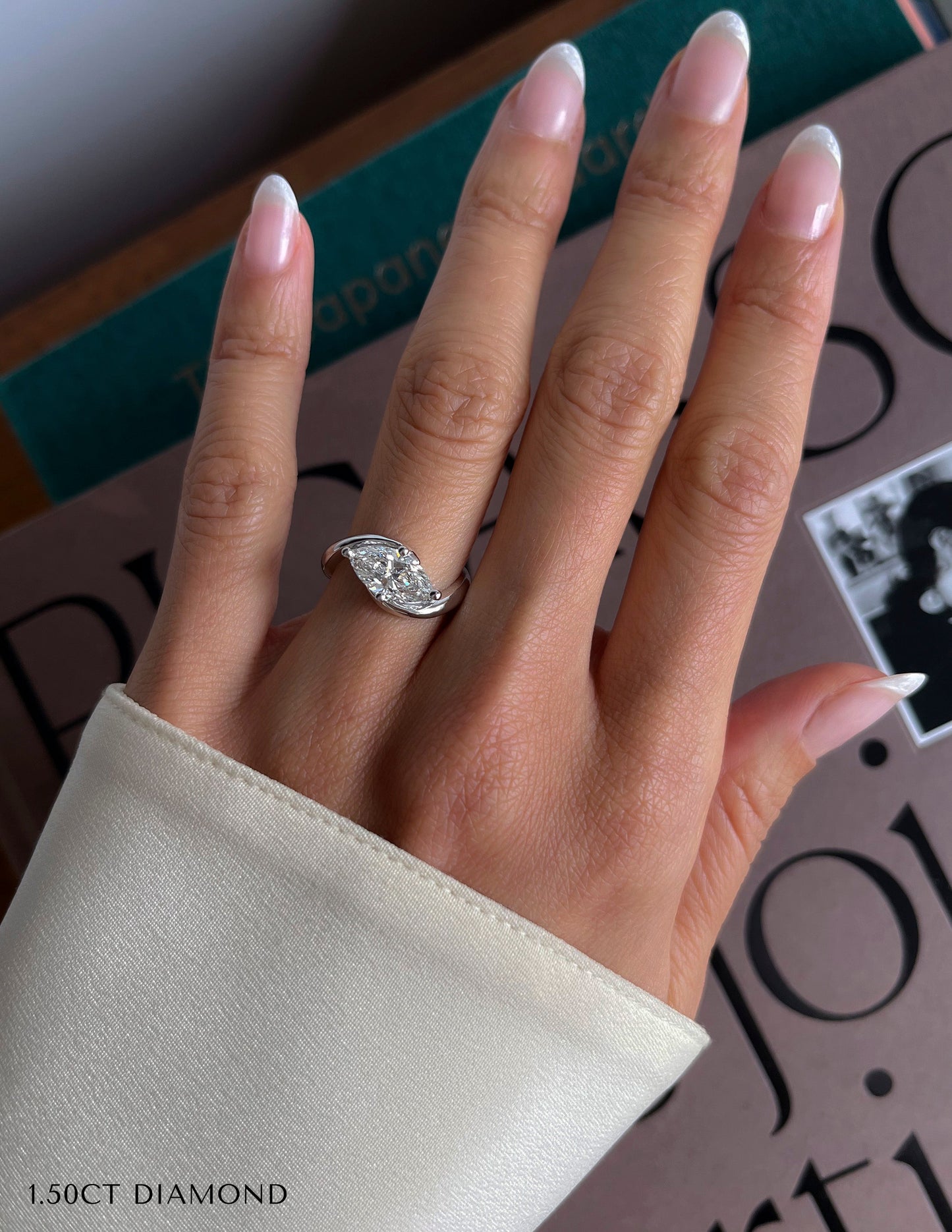 Solitaire Rapture-Marquise Lab Grown Diamond Engagement Ring - On model
