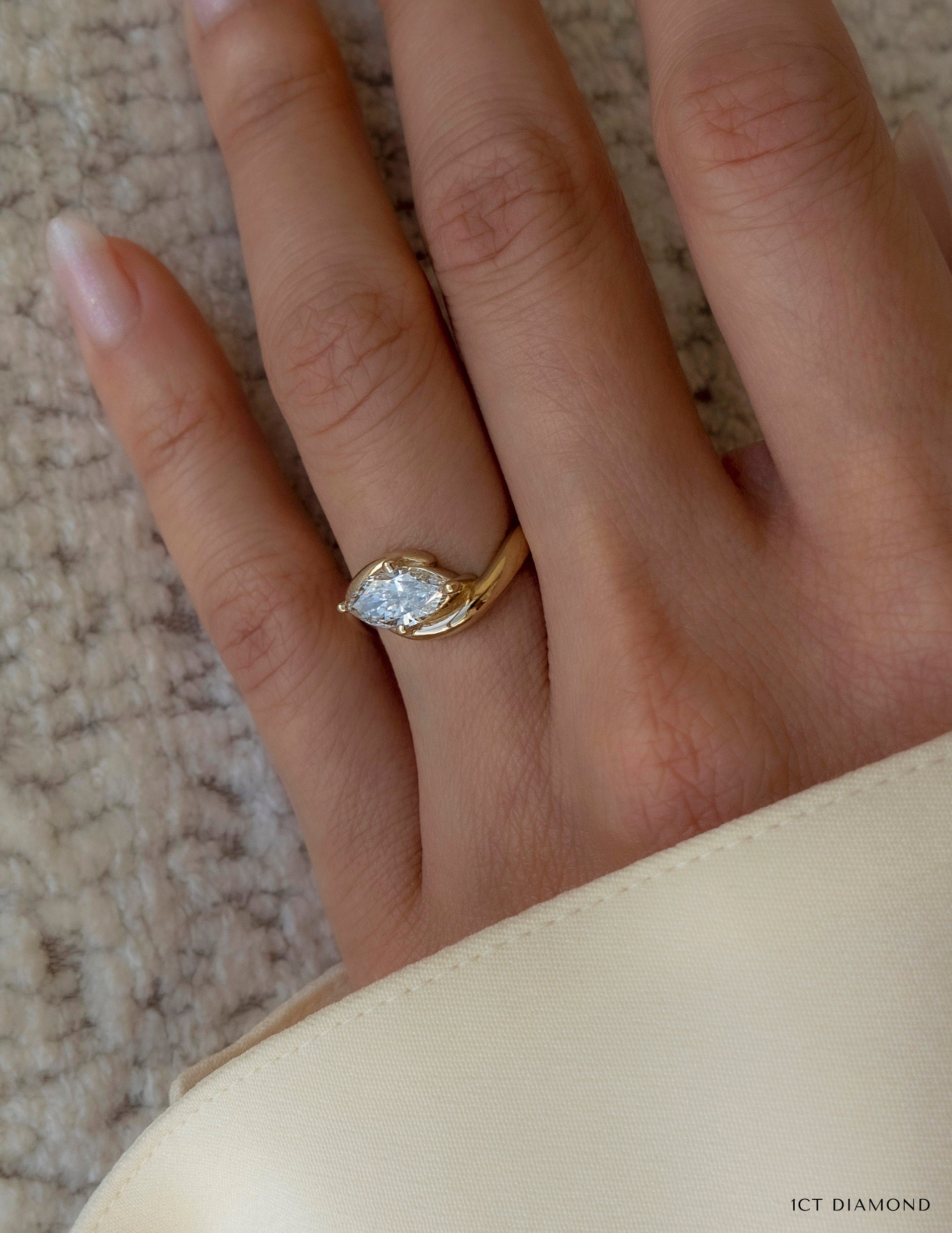 Solitaire Rapture-Marquise Lab Grown Diamond Engagement Ring - On model