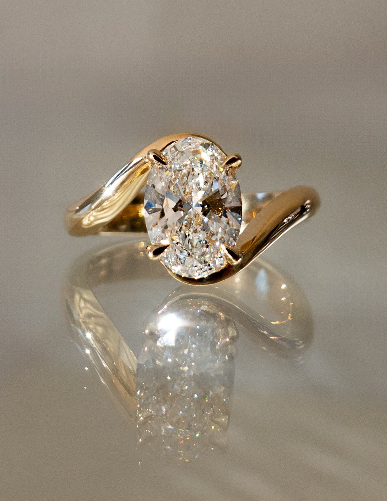 Solitaire Rapture-Oval Lab Grown Diamond Engagement Ring - Front view