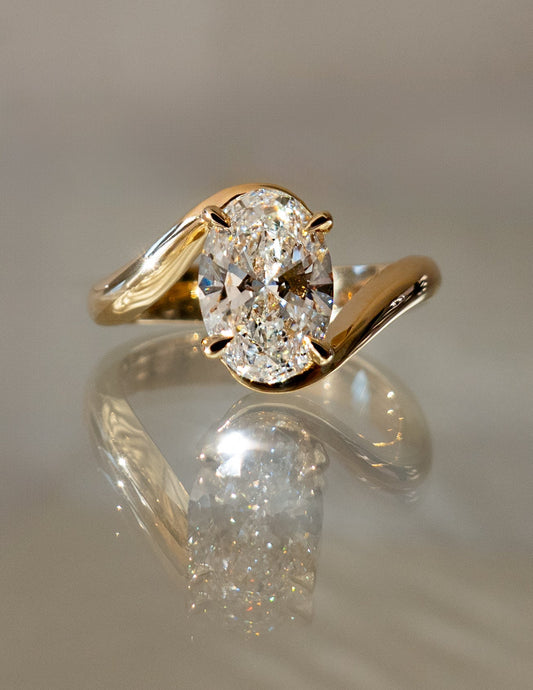 Solitaire Rapture-Oval Lab Grown Diamond Engagement Ring - Front view