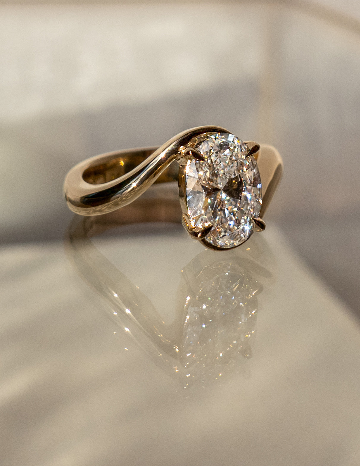 Solitaire Rapture-Oval Lab Grown Diamond Engagement Ring - Front view