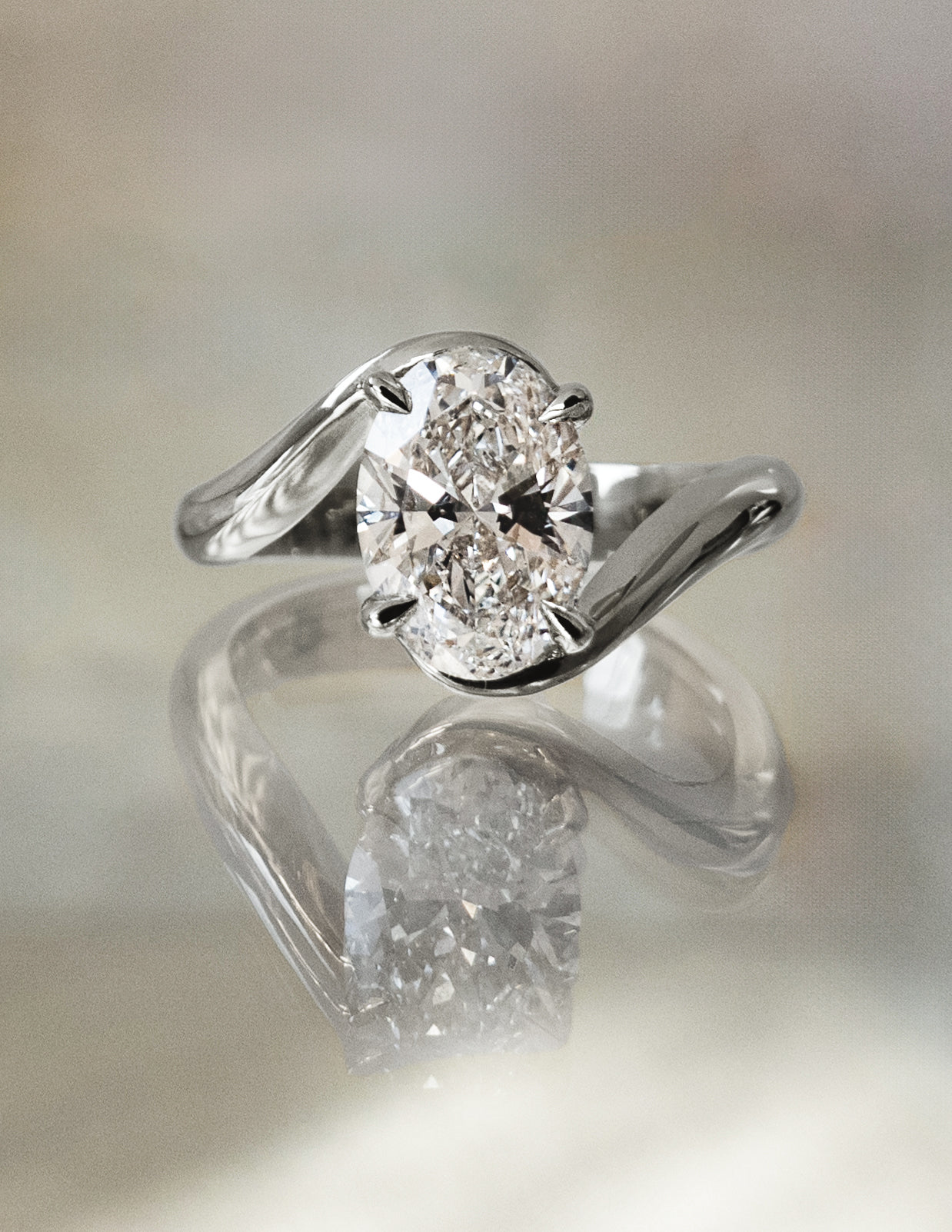 Solitaire Rapture-Oval Lab Grown Diamond Engagement Ring - Detail view