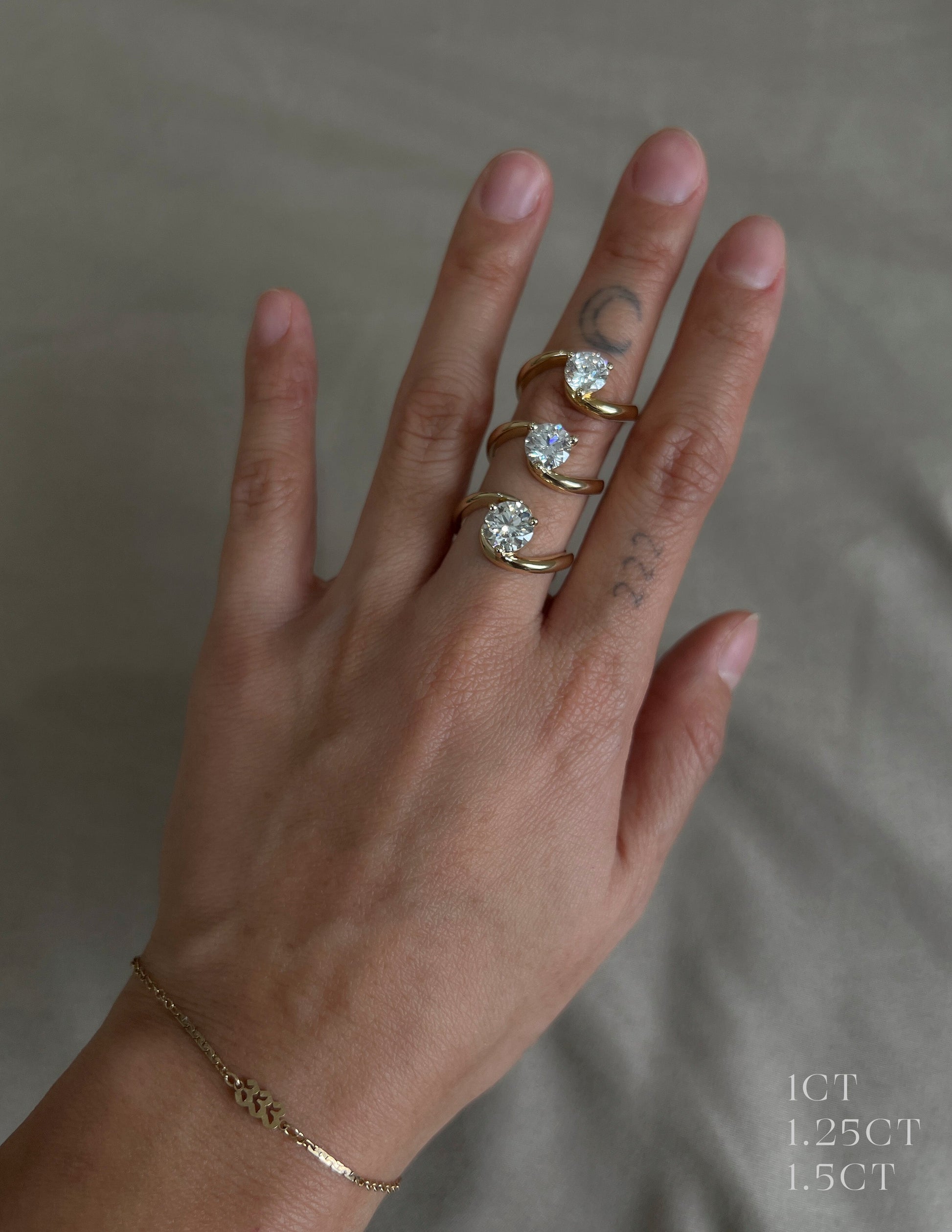 Solitaire Rapture & Pave Band- 1 CT Round Lab Grown Diamond Bridal SetSolitaire Rapture & Pave Band- 1 CT Round Lab Grown Diamond Bridal Set - Side view