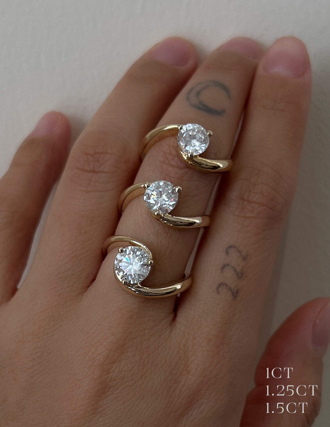 Solitaire Rapture & Pave Band- 1 CT Round Lab Grown Diamond Bridal SetSolitaire Rapture & Pave Band- 1 CT Round Lab Grown Diamond Bridal Set - Back view