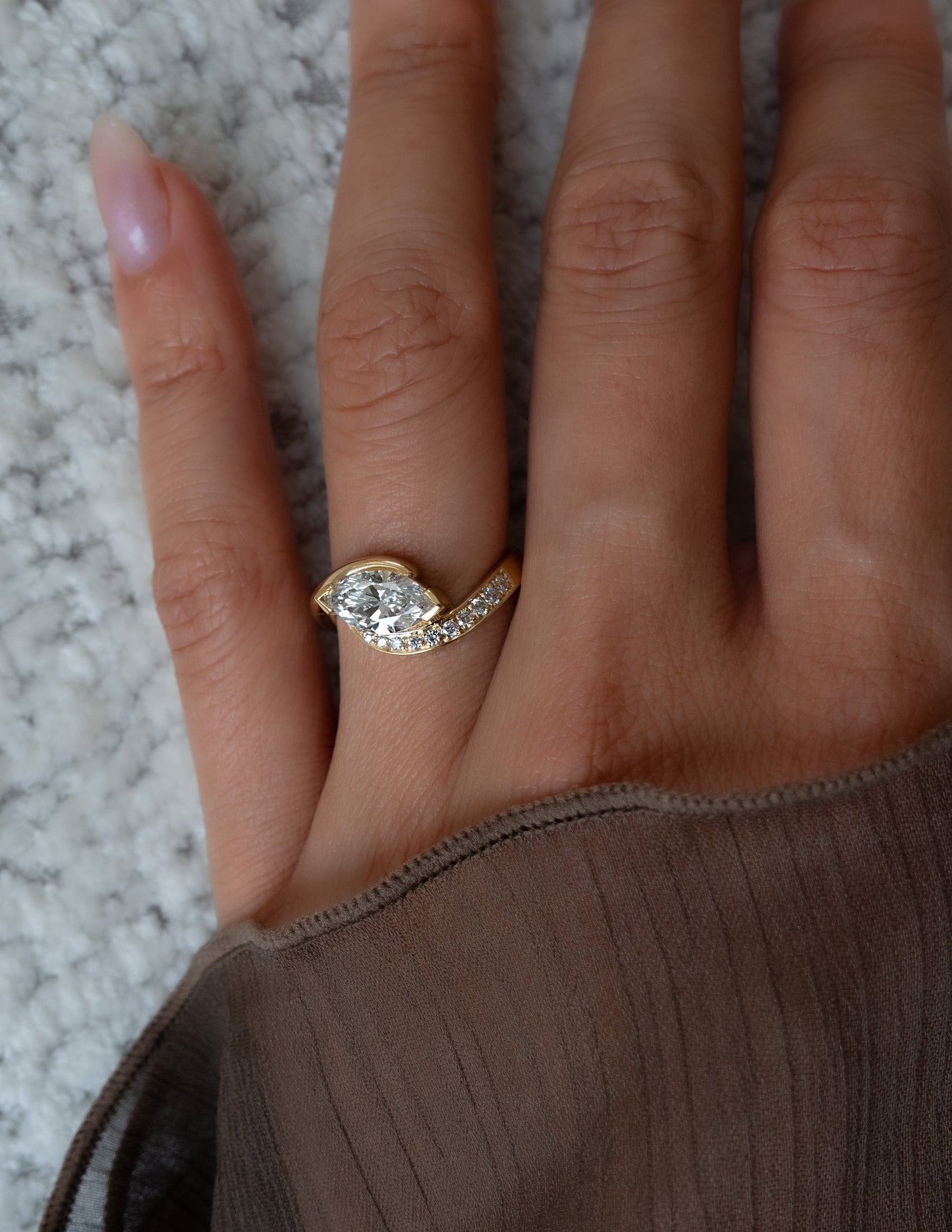 Solitaire Rapture Pave-Marquise Lab Grown Diamond Engagement Ring - Back view