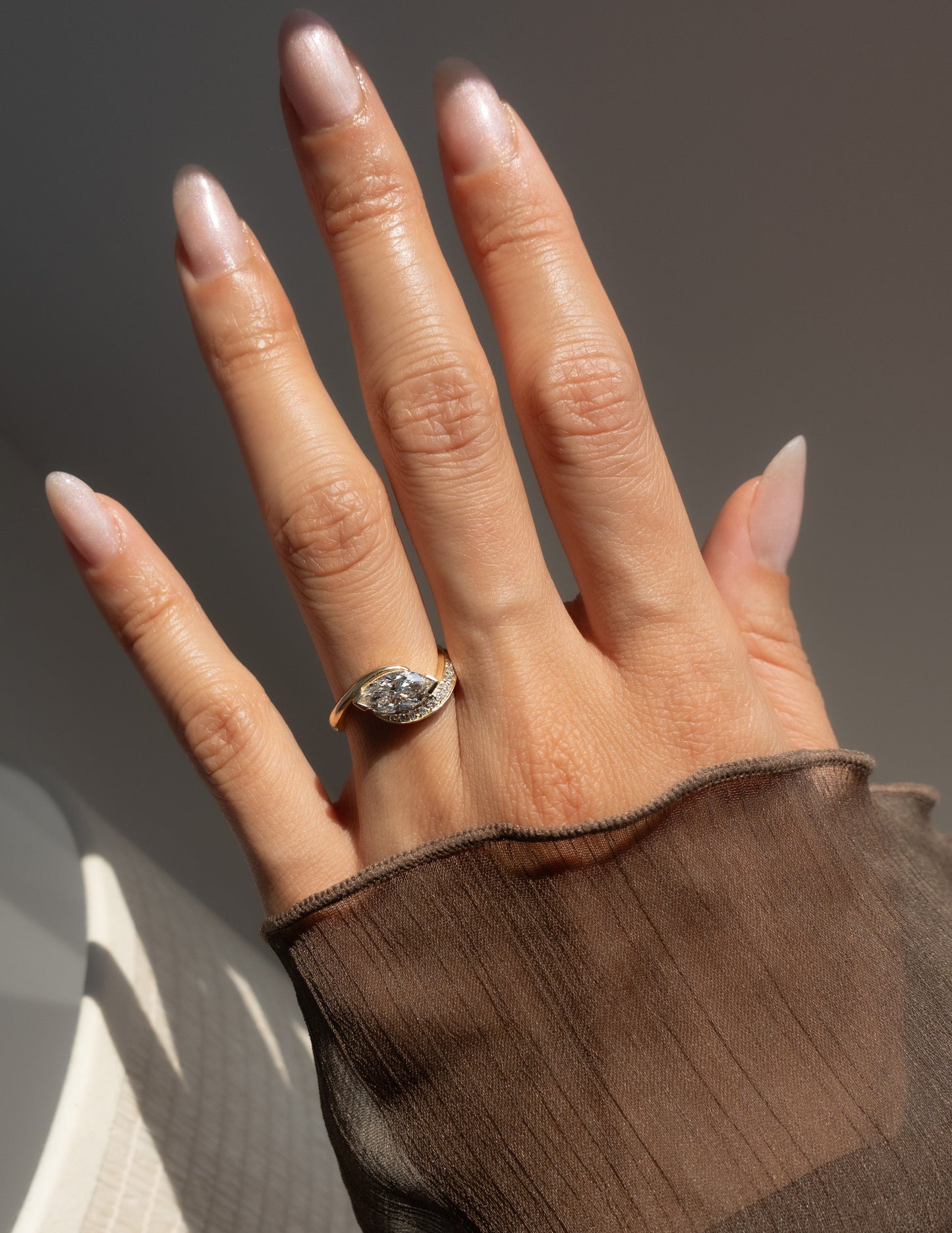 Solitaire Rapture Pave-Marquise Lab Grown Diamond Engagement Ring - Lifestyle