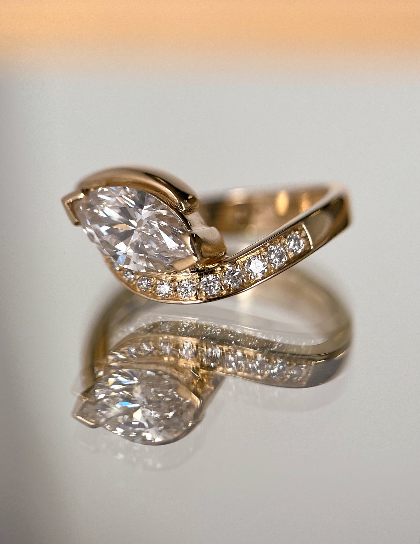 Solitaire Rapture Pave-Marquise Lab Grown Diamond Engagement Ring - Side view