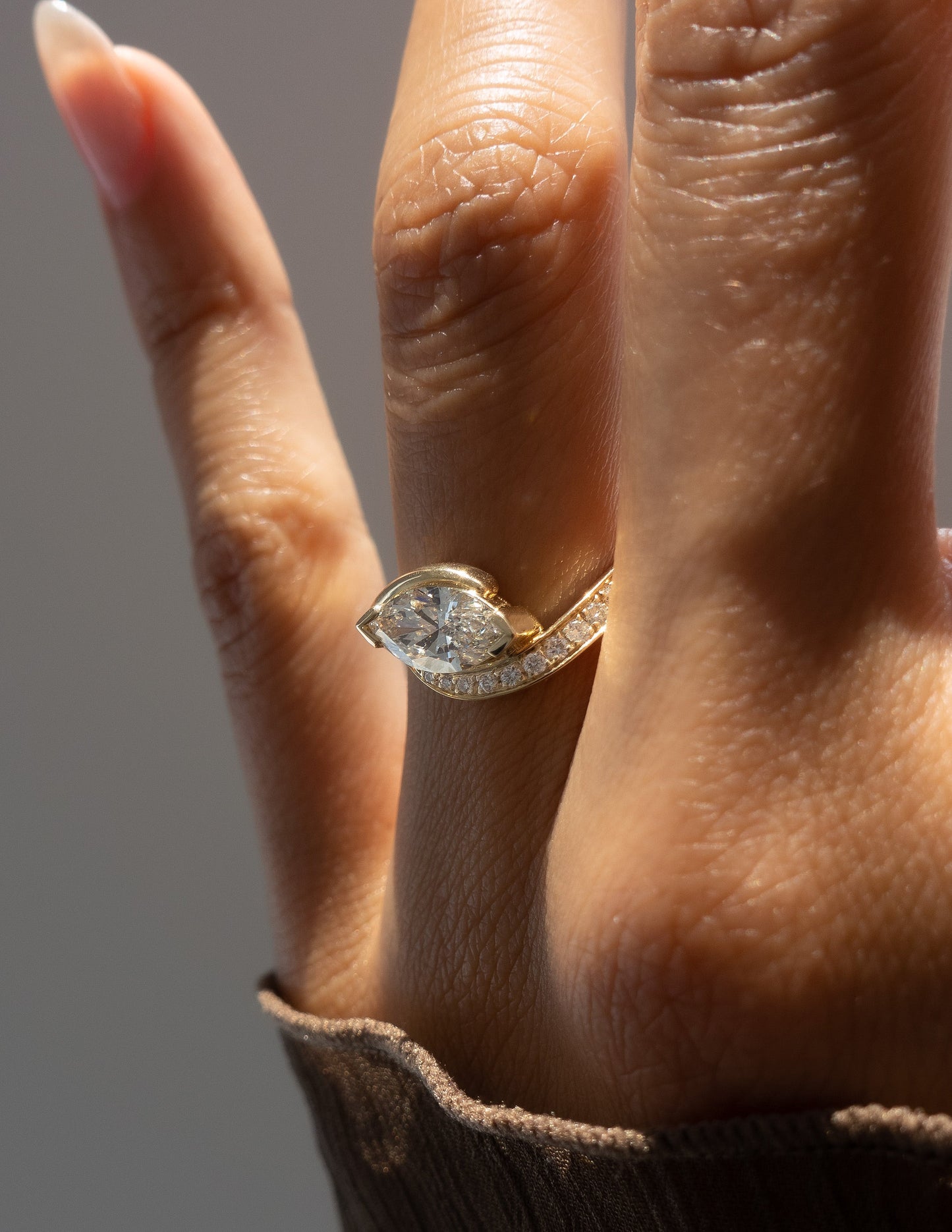Solitaire Rapture Pave-Marquise Lab Grown Diamond Engagement Ring - Lifestyle