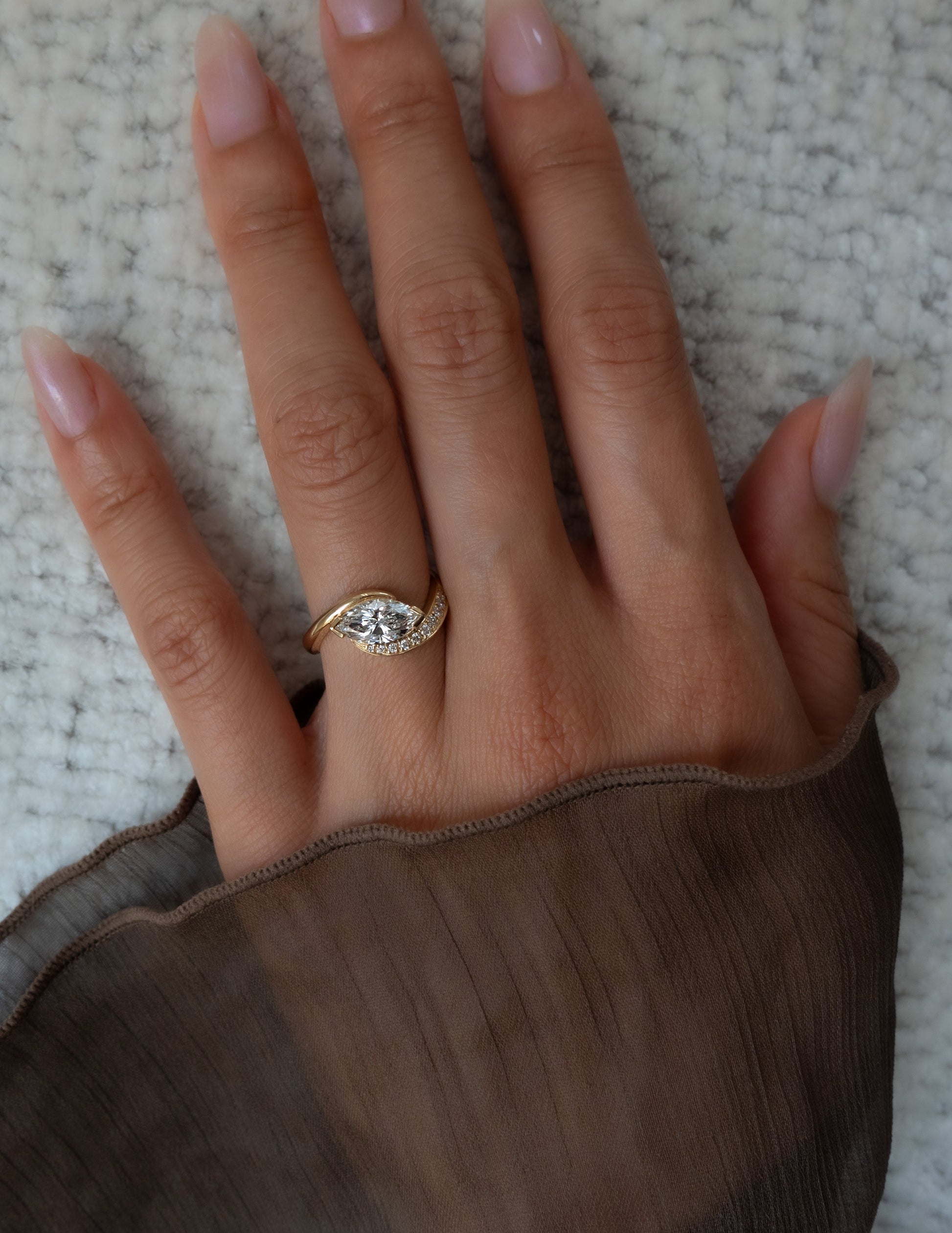 Solitaire Rapture Pave-Marquise Lab Grown Diamond Engagement Ring - Side view