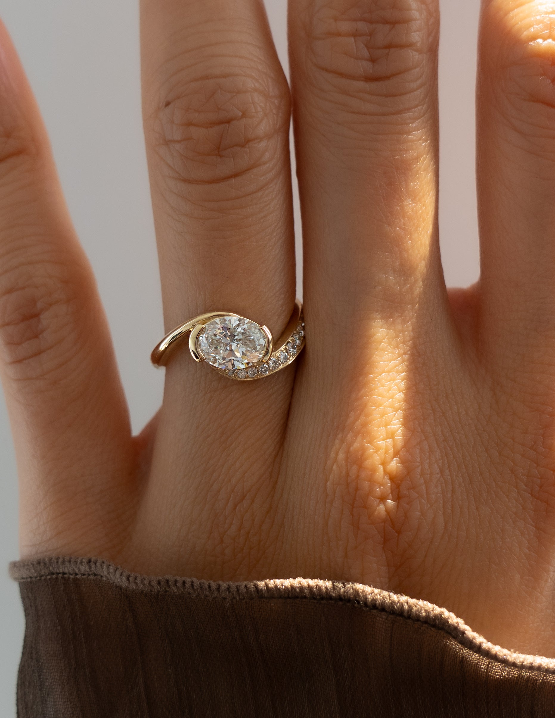 Solitaire Rapture Pave-Oval Lab Grown Diamond Engagement Ring - Back view