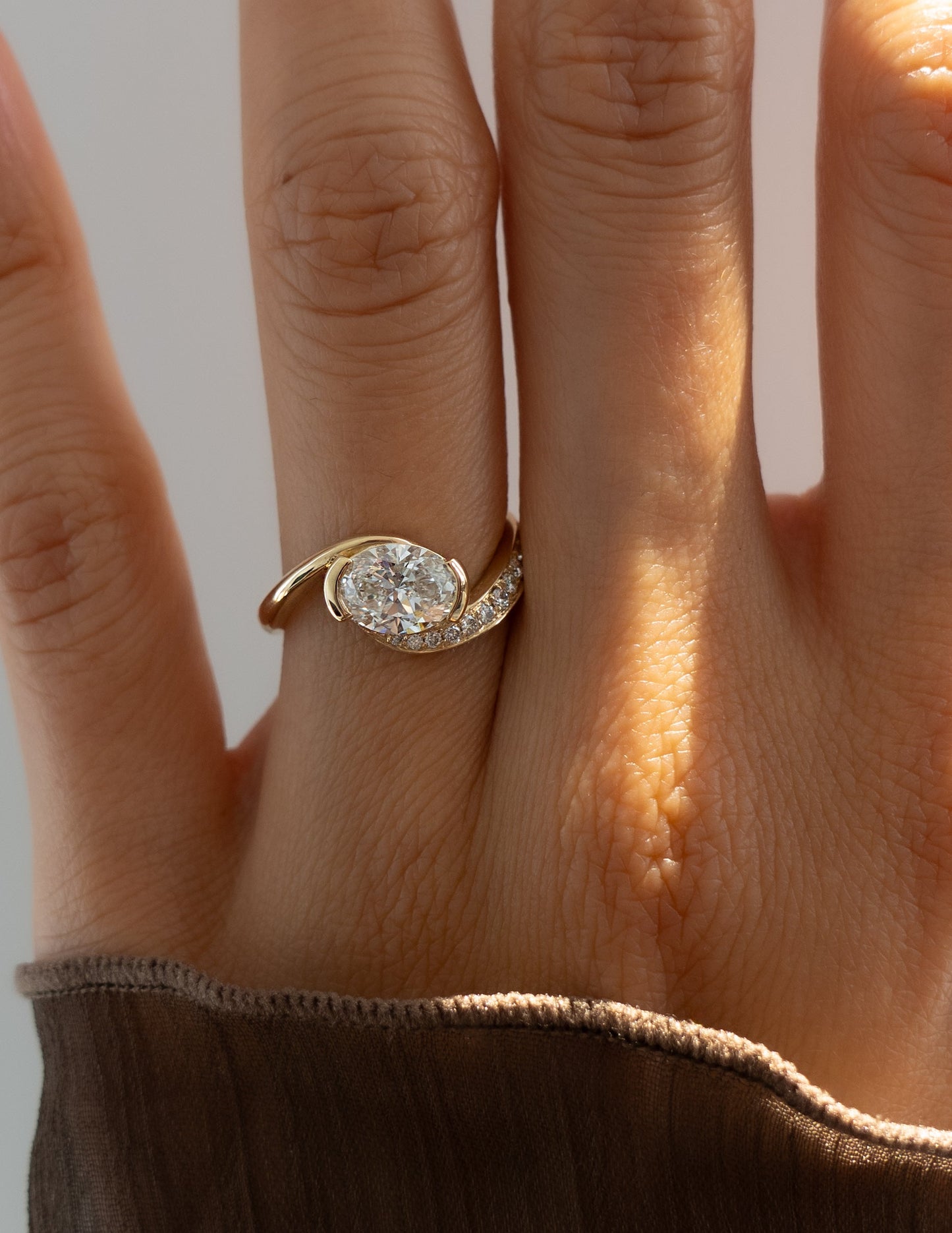 Solitaire Rapture Pave-Oval Lab Grown Diamond Engagement Ring - Back view