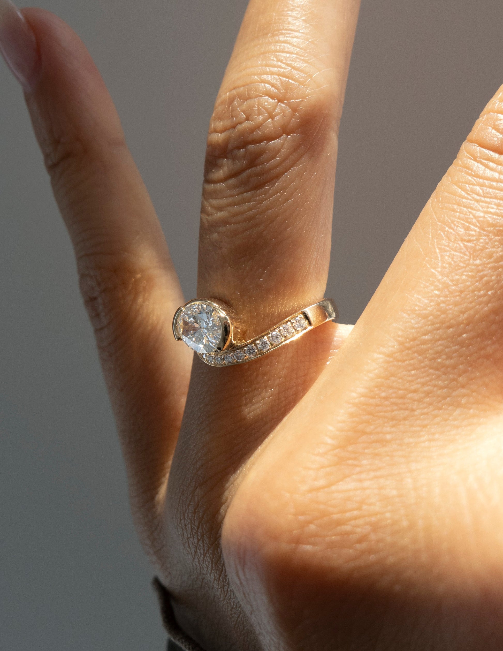Solitaire Rapture Pave-Oval Lab Grown Diamond Engagement Ring - Front view