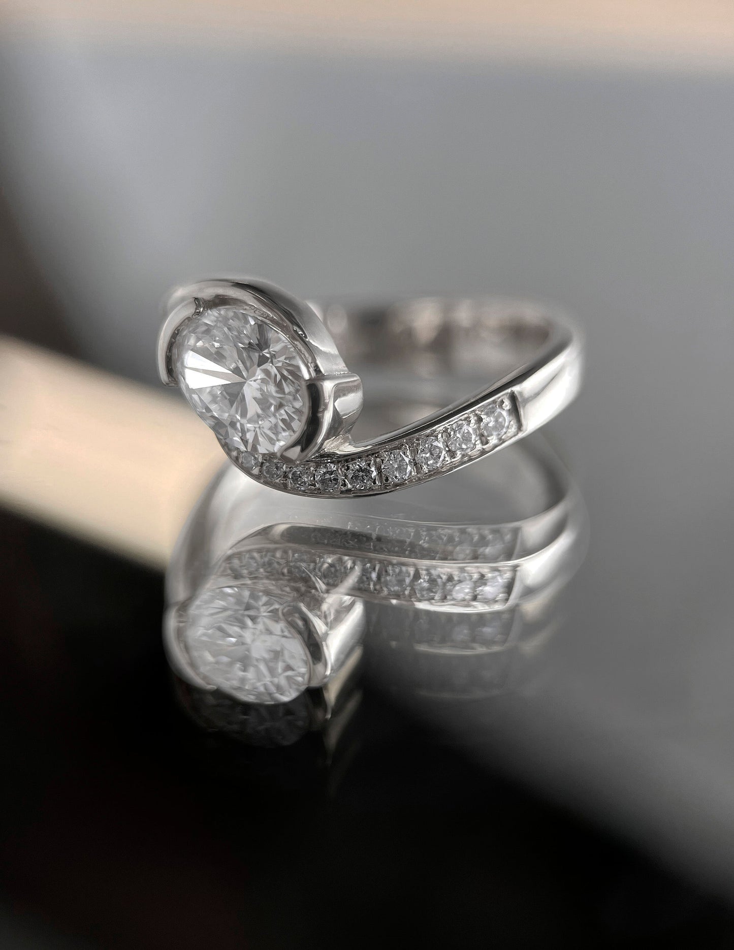 Solitaire Rapture Pave-Oval Lab Grown Diamond Engagement Ring - Lifestyle
