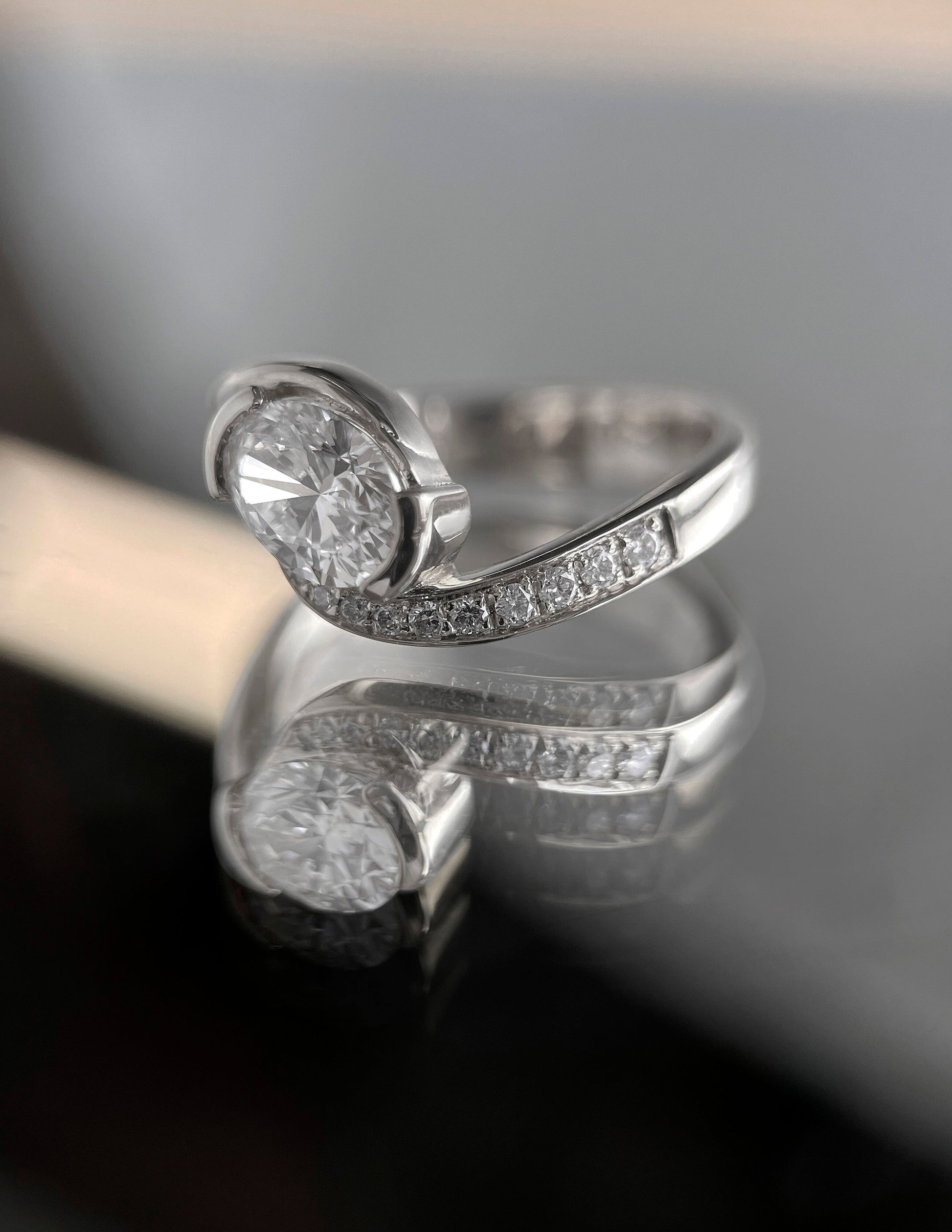 Solitaire Rapture Pave-Oval Lab Grown Diamond Engagement Ring - Lifestyle