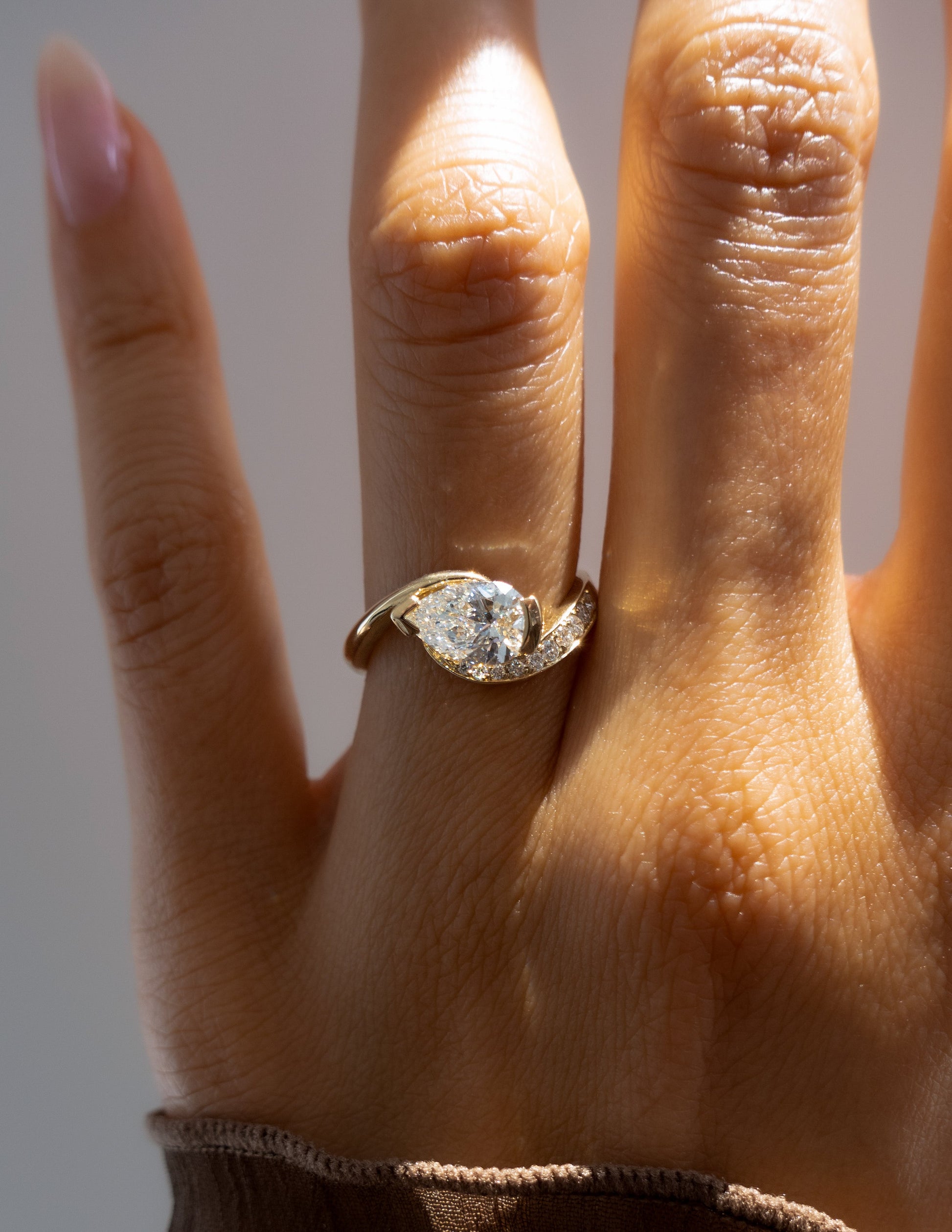 Solitaire Rapture Pave-Pear Lab Grown Diamond Engagement Ring - Back view