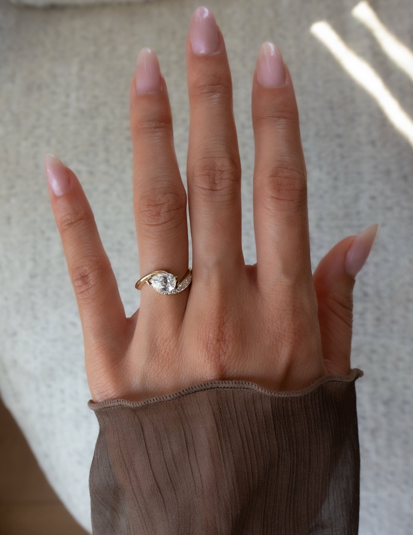 Solitaire Rapture Pave-Pear Lab Grown Diamond Engagement Ring - Side view