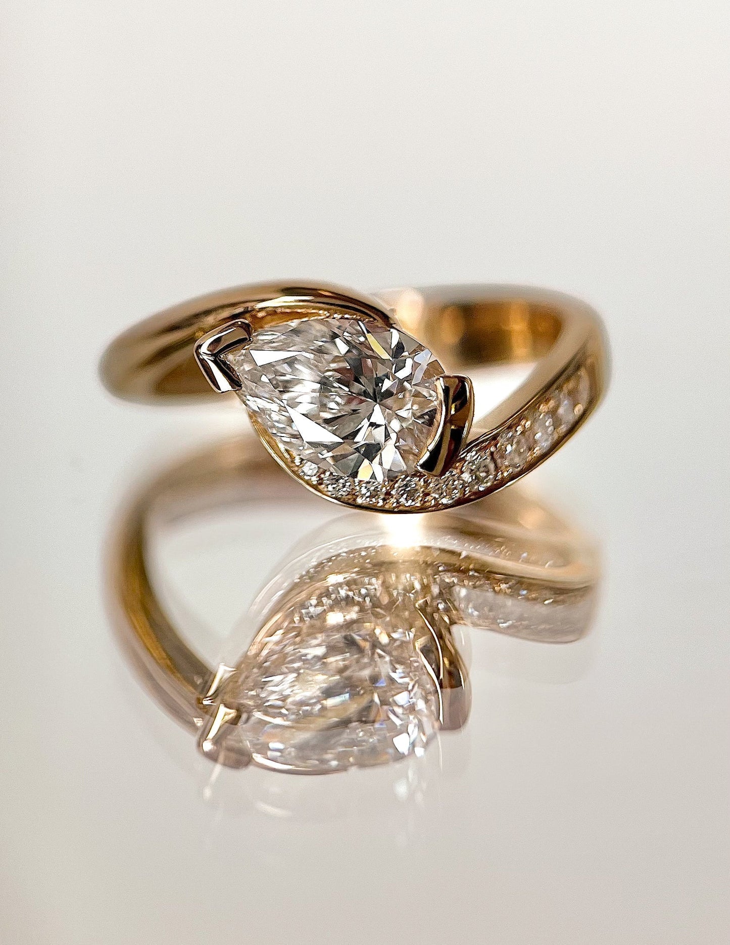 Solitaire Rapture Pave-Pear Lab Grown Diamond Engagement Ring - Back view