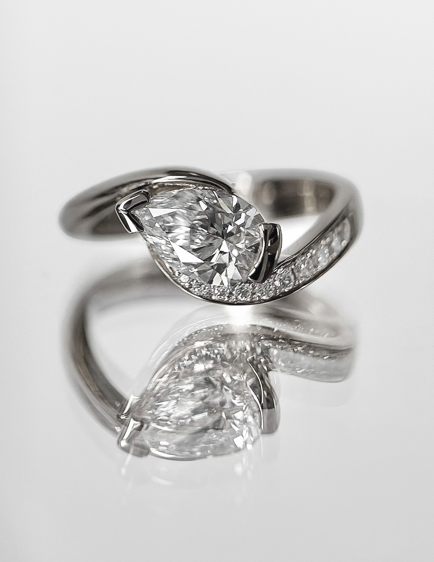 Solitaire Rapture Pave-Pear Lab Grown Diamond Engagement Ring - Lifestyle