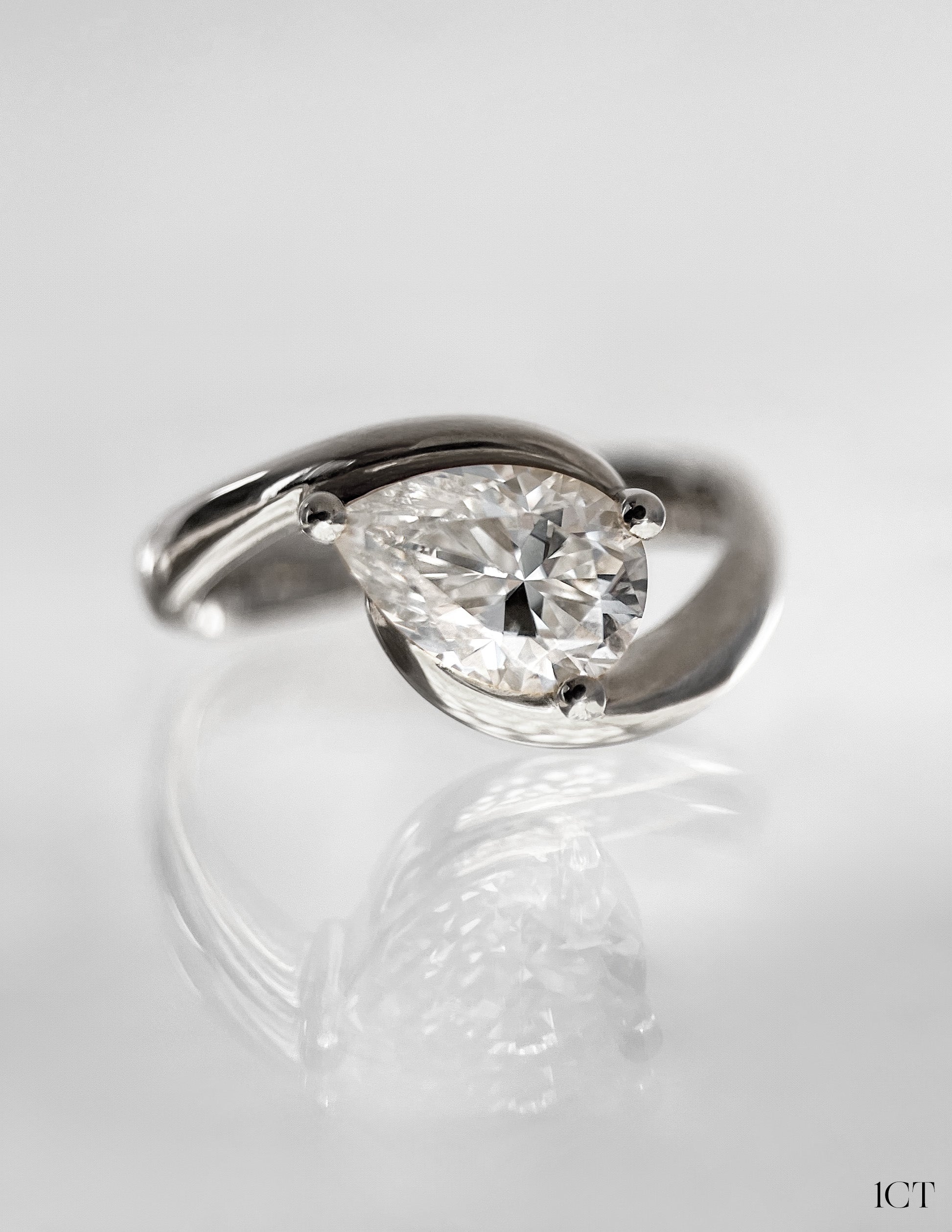 Solitaire Rapture-Pear Lab Grown Diamond Engagement Ring - Back view