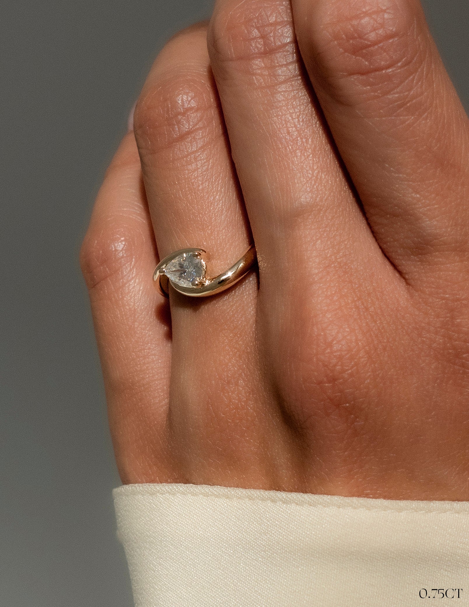 Solitaire Rapture-Pear Lab Grown Diamond Engagement Ring - Side view