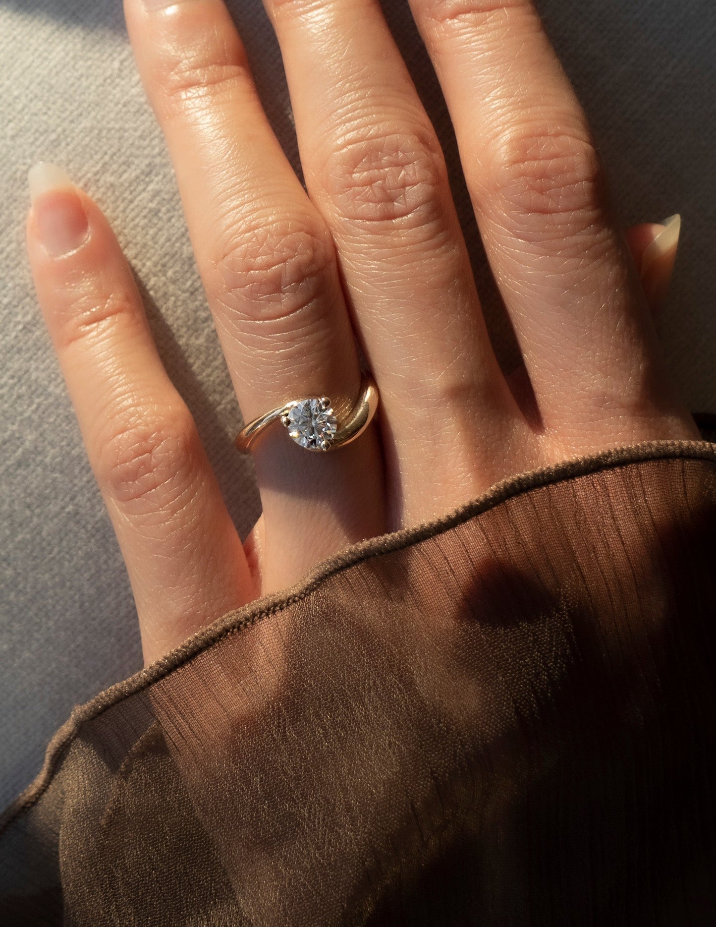 Solitaire Rapture-Round Lab Grown Diamond Engagement Ring - On model