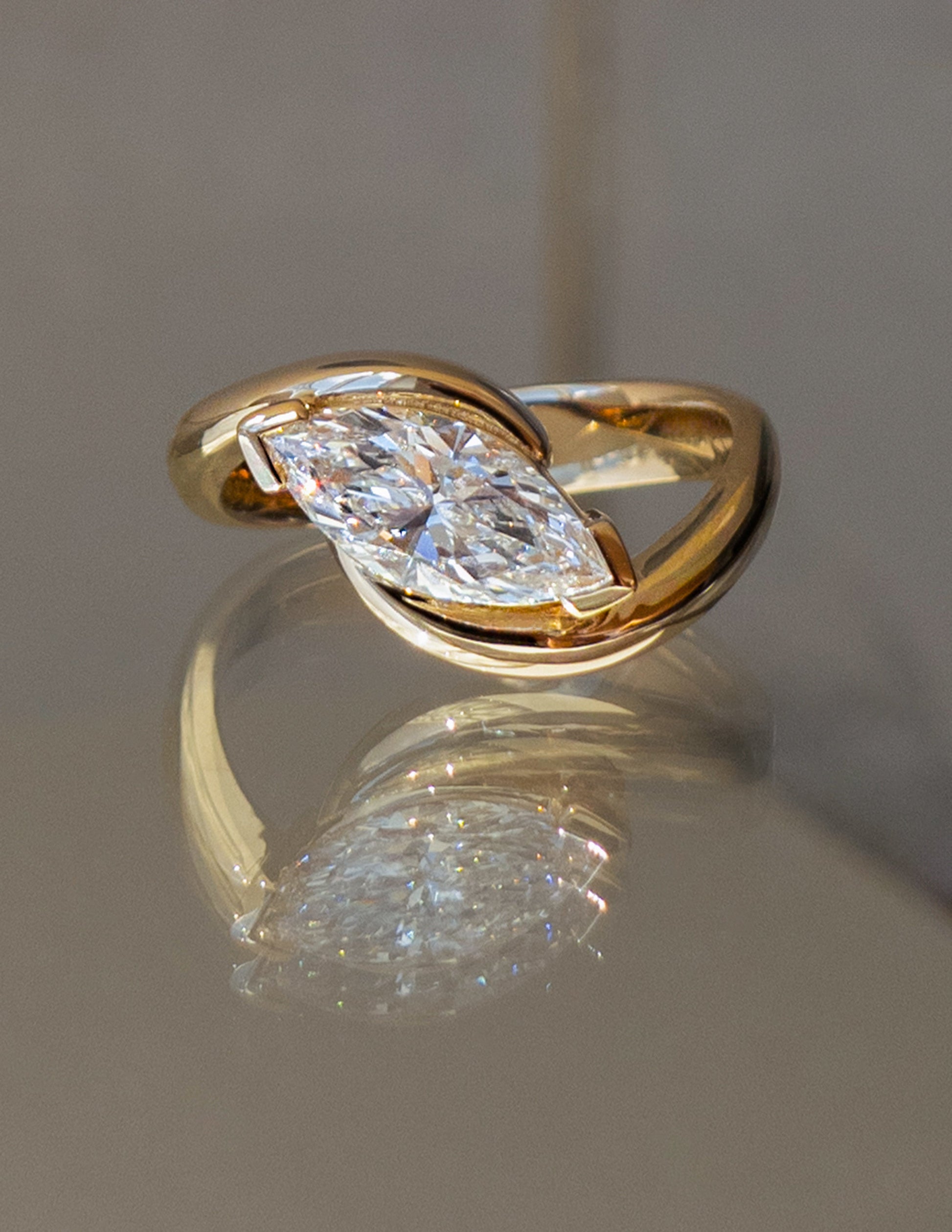 Solitaire Rapture V Prong-Marquise Lab Grown Diamond Engagement Ring - Front view