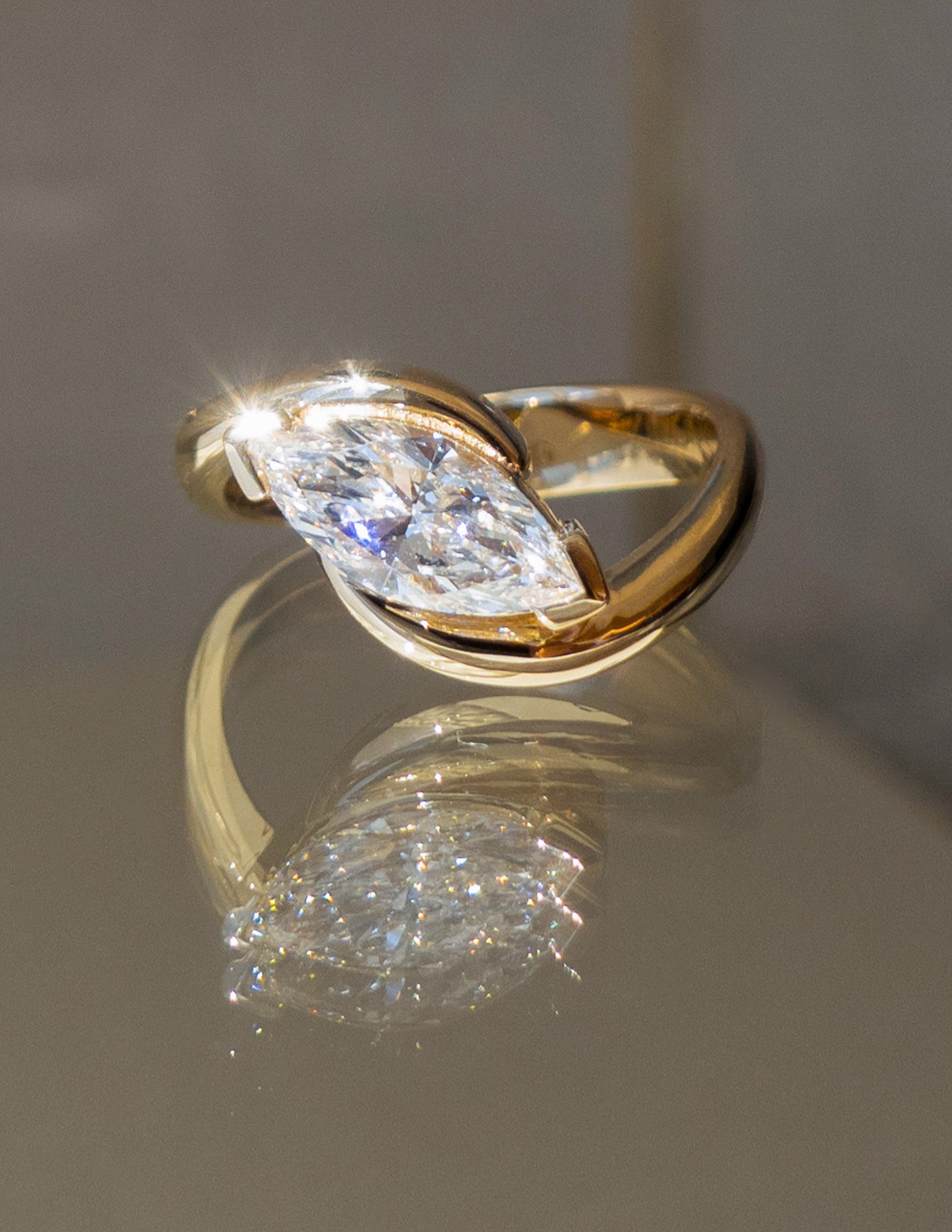 Solitaire Rapture V Prong-Marquise Lab Grown Diamond Engagement Ring - Front view