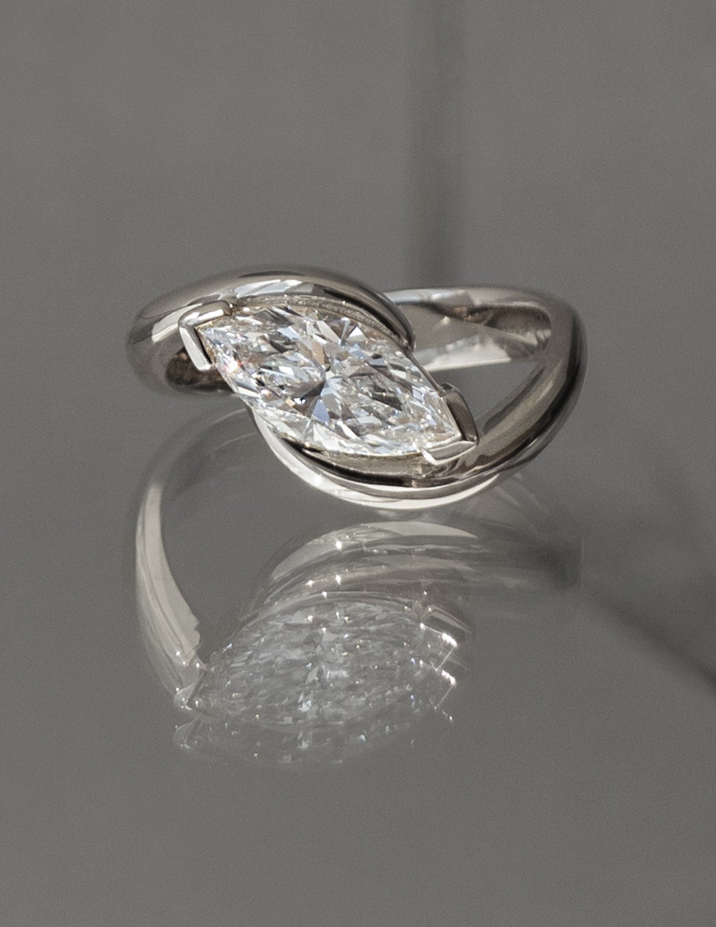 Solitaire Rapture V Prong-Marquise Lab Grown Diamond Engagement Ring - Back view