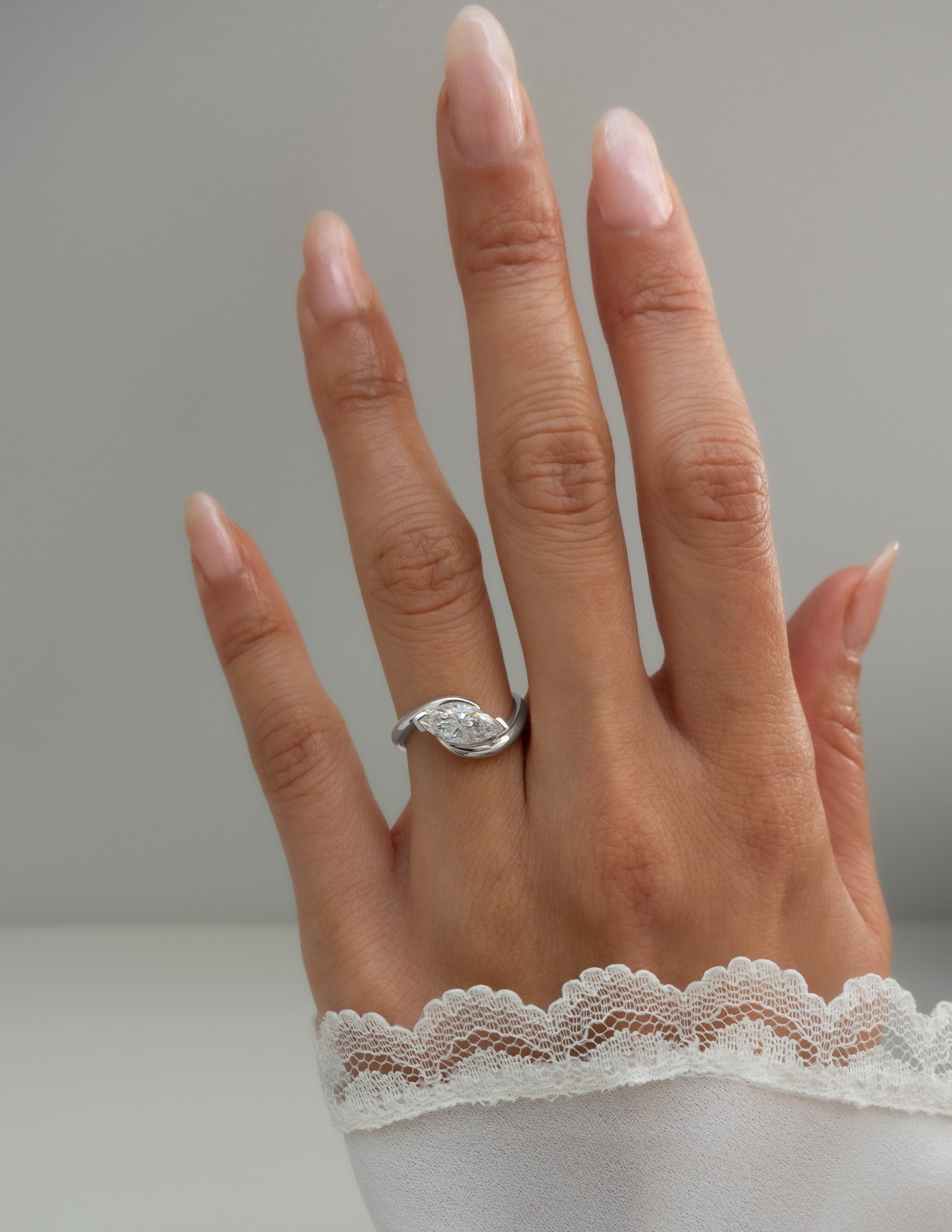 Solitaire Rapture V Prong-Marquise Lab Grown Diamond Engagement Ring - Detail view