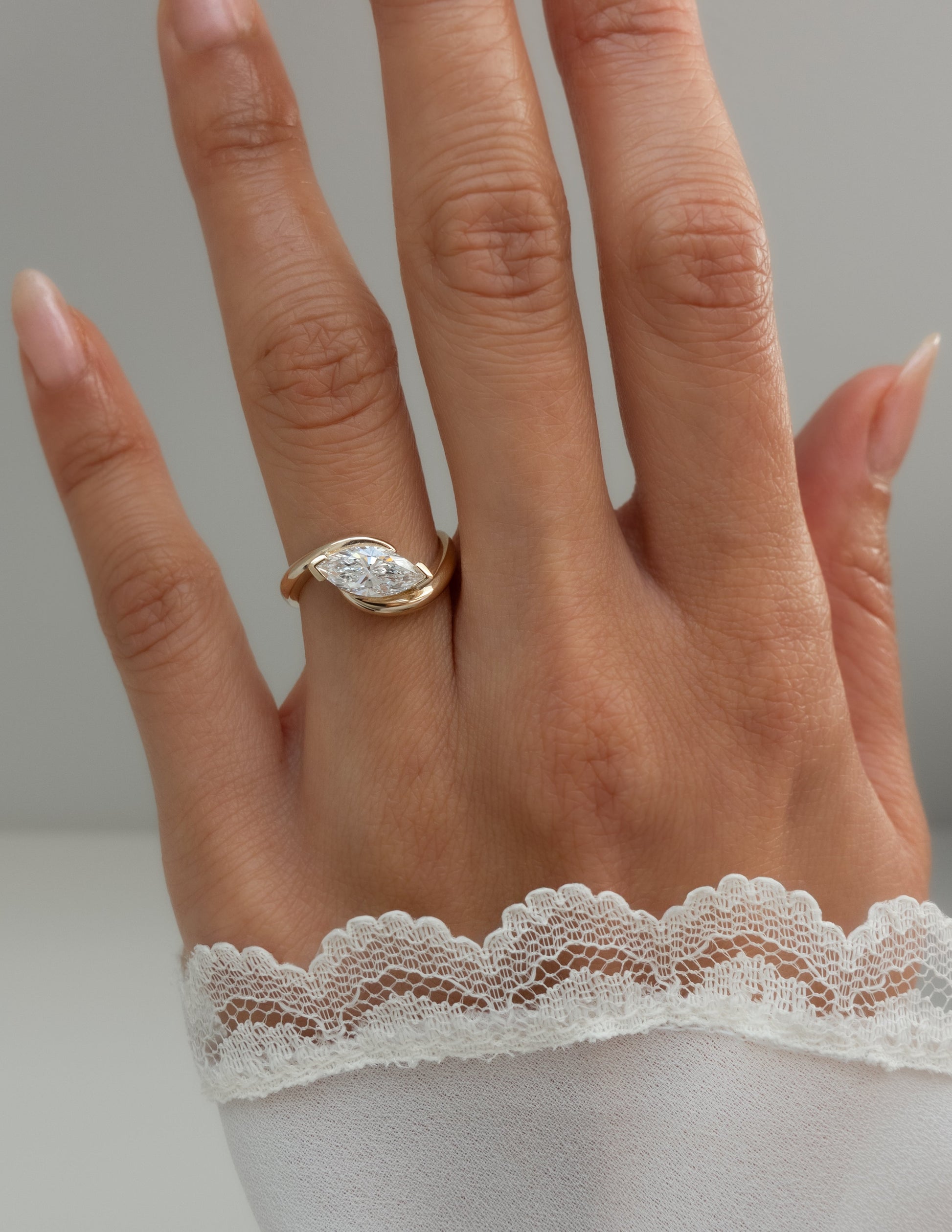 Solitaire Rapture V Prong-Marquise Lab Grown Diamond Engagement Ring - Lifestyle