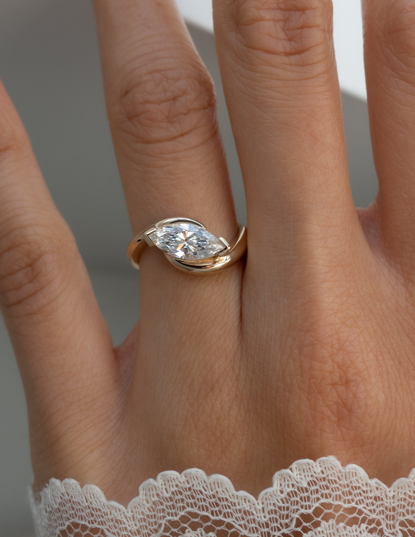 Solitaire Rapture V Prong-Marquise Lab Grown Diamond Engagement Ring - Side view