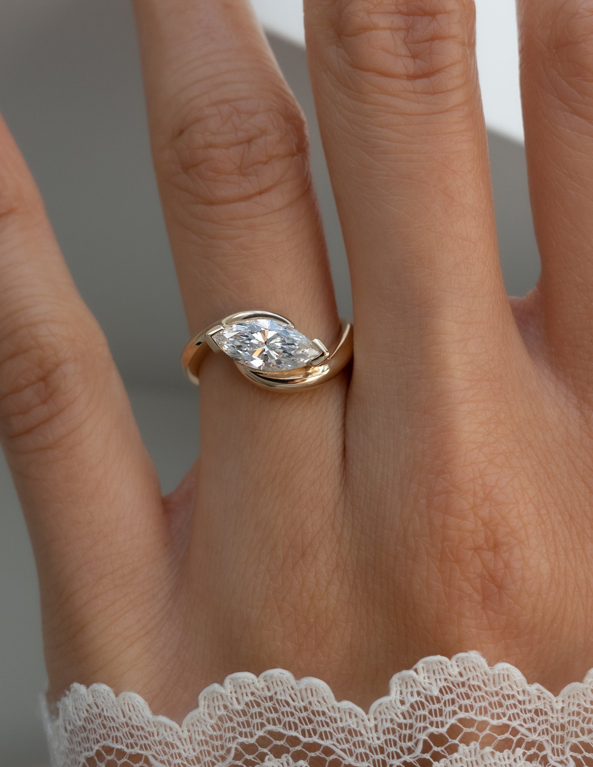 Solitaire Rapture V Prong-Marquise Lab Grown Diamond Engagement Ring - Side view